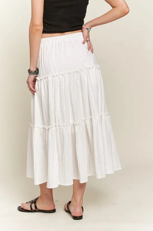 ADORA Rhinestone Accent Tiered Skirt-Skirts-Krush Kandy, Women's Online Fashion Boutique Located in Phoenix, Arizona (Scottsdale Area)