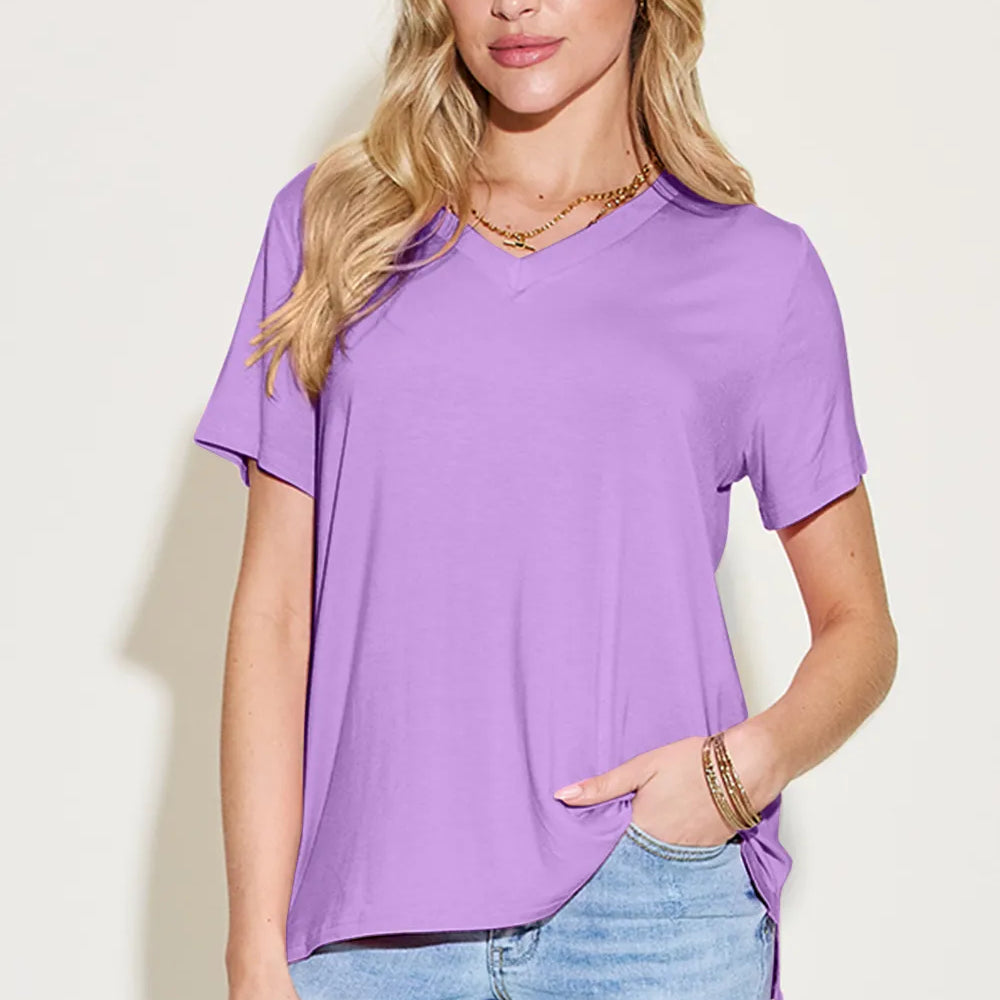 Basic Bae Essential V-Neck Bamboo Top-Tops-Krush Kandy, Women's Online Fashion Boutique Located in Phoenix, Arizona (Scottsdale Area)