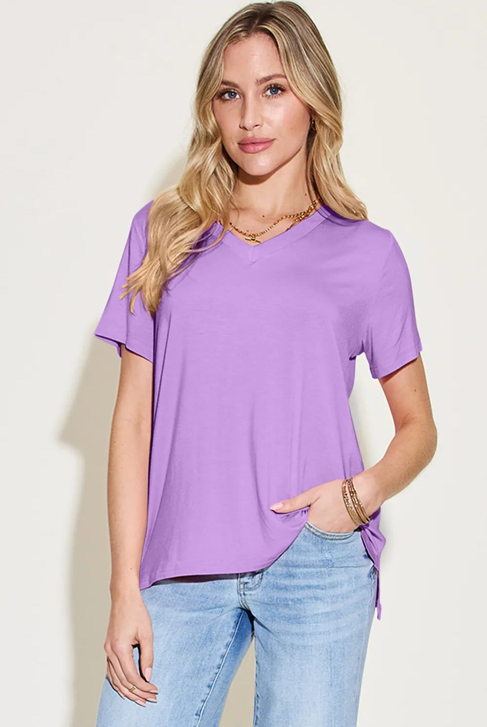 Basic Bae Essential V-Neck Bamboo Top-Tops-Krush Kandy, Women's Online Fashion Boutique Located in Phoenix, Arizona (Scottsdale Area)