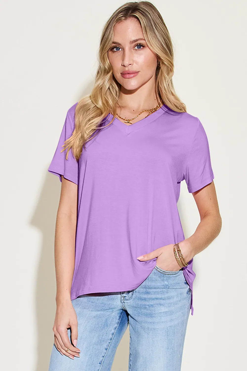 Basic Bae Essential V-Neck Bamboo Top-Tops-Krush Kandy, Women's Online Fashion Boutique Located in Phoenix, Arizona (Scottsdale Area)