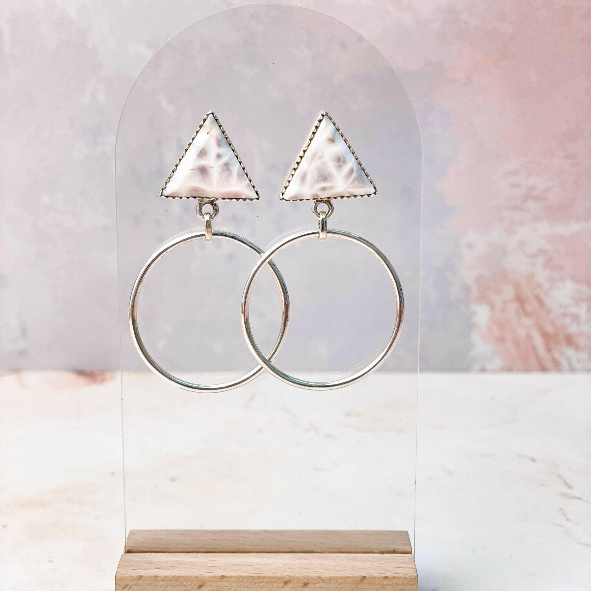 Tiffany's Triangle Single Stone Hoops-Earrings-Krush Kandy, Women's Online Fashion Boutique Located in Phoenix, Arizona (Scottsdale Area)