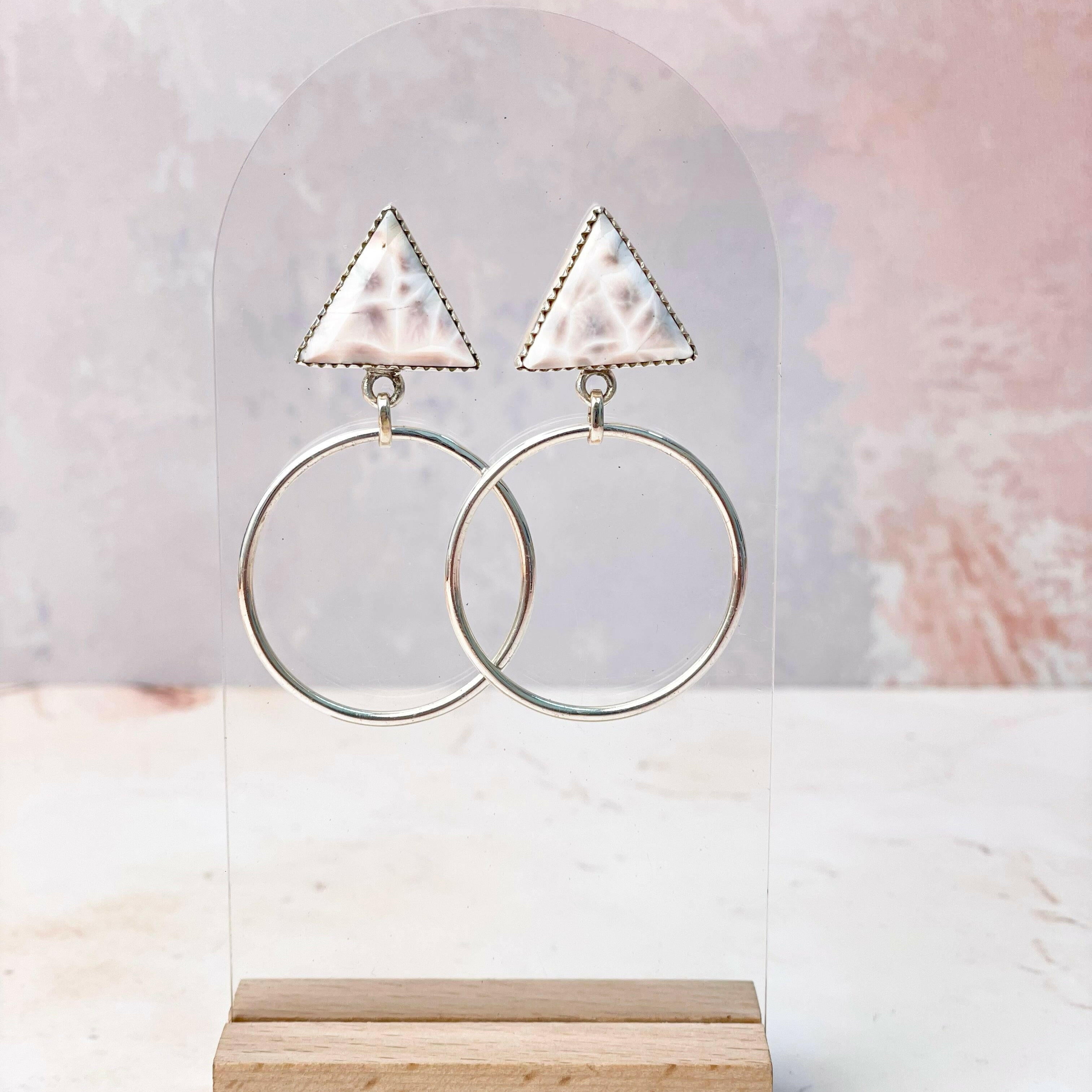 Tiffany's Triangle Single Stone Hoops-Earrings-Krush Kandy, Women's Online Fashion Boutique Located in Phoenix, Arizona (Scottsdale Area)