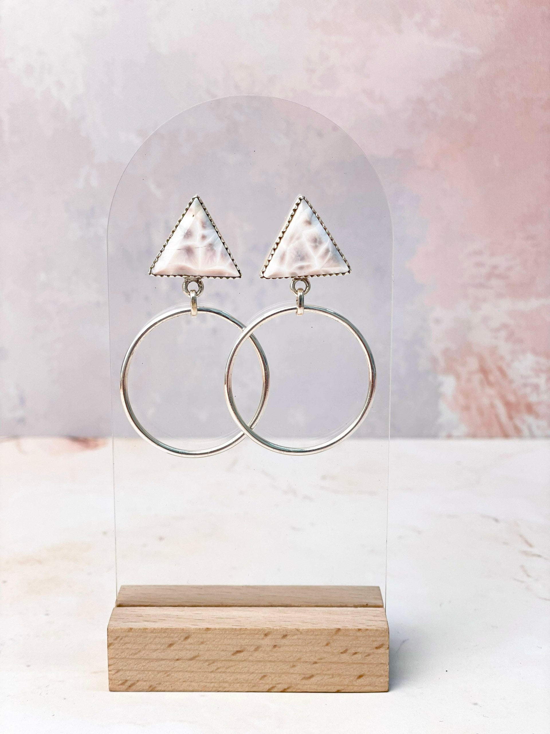 Tiffany's Triangle Single Stone Hoops-Earrings-Krush Kandy, Women's Online Fashion Boutique Located in Phoenix, Arizona (Scottsdale Area)