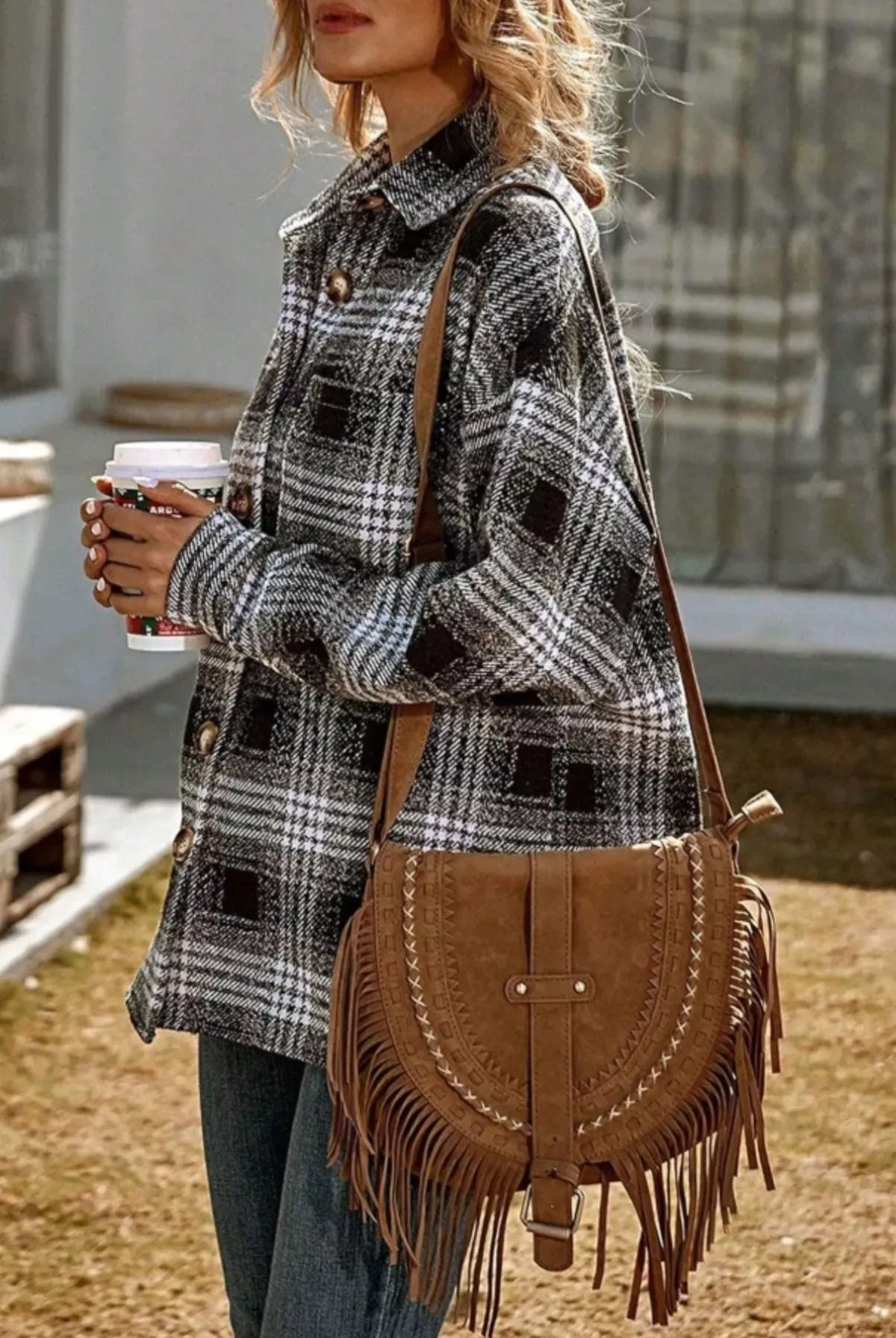 Plaid Button Up Long Sleeve Shacket-Jacket-Krush Kandy, Women's Online Fashion Boutique Located in Phoenix, Arizona (Scottsdale Area)