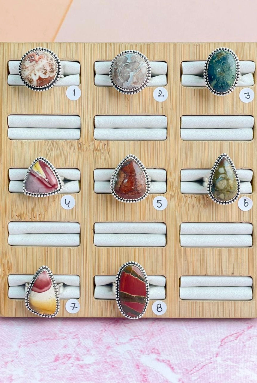 Mixed Stone Slab Rings-Rings-Krush Kandy, Women's Online Fashion Boutique Located in Phoenix, Arizona (Scottsdale Area)