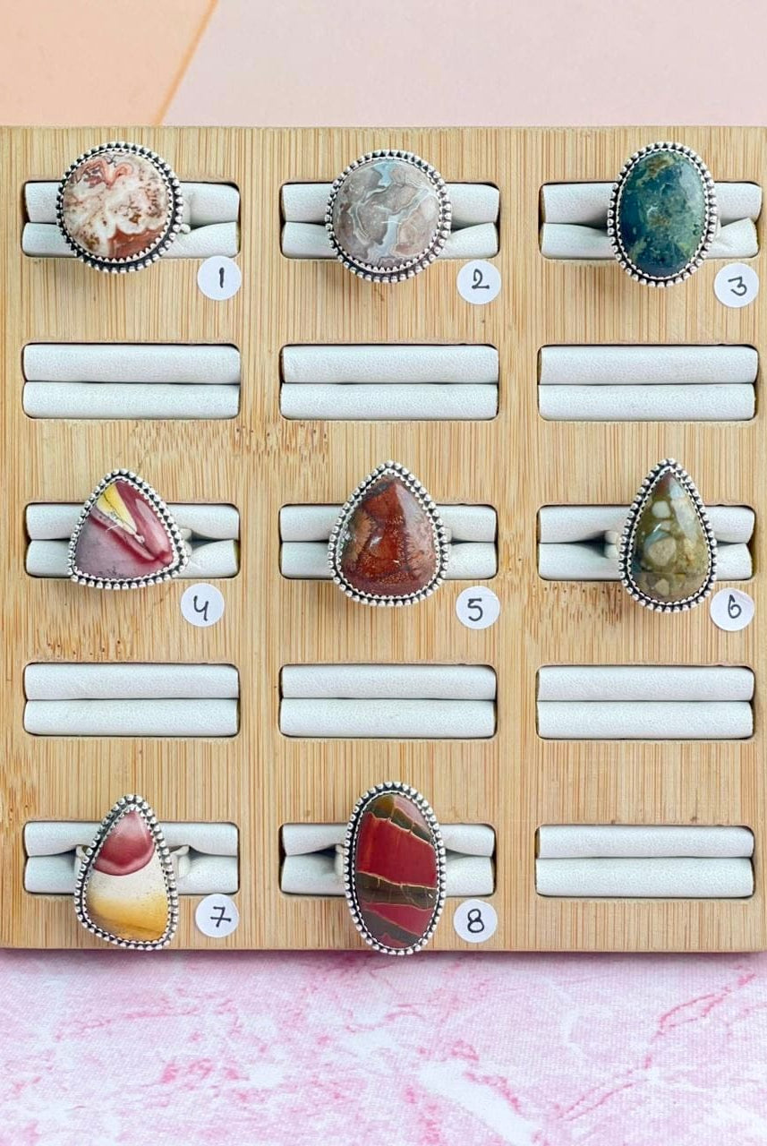 Mixed Stone Slab Rings-Rings-Krush Kandy, Women's Online Fashion Boutique Located in Phoenix, Arizona (Scottsdale Area)