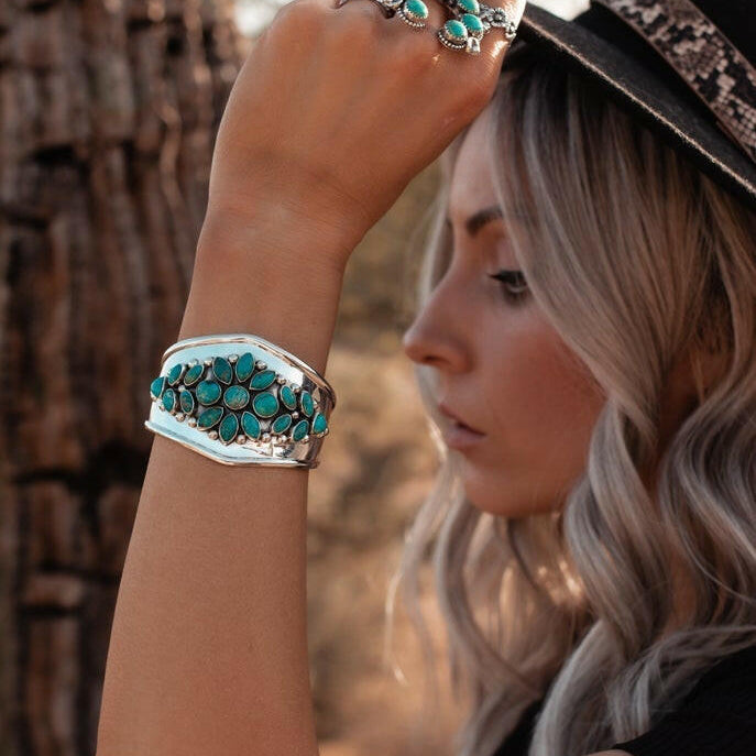Take Me To The Festival Sterling Silver & Stone Cuff-Cuffs-Krush Kandy, Women's Online Fashion Boutique Located in Phoenix, Arizona (Scottsdale Area)