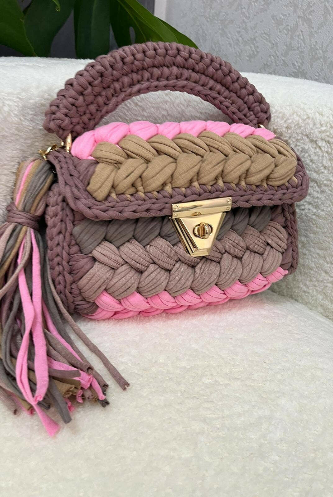 Blushing Neutrals Handmade Crochet Purse-handbags-Krush Kandy, Women's Online Fashion Boutique Located in Phoenix, Arizona (Scottsdale Area)