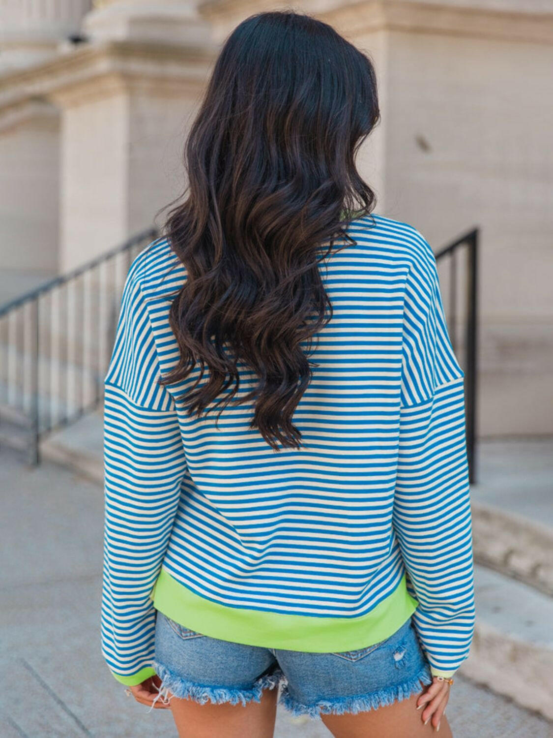 Perfee Striped Round Neck Long Sleeve Sweatshirt-Krush Kandy, Women's Online Fashion Boutique Located in Phoenix, Arizona (Scottsdale Area)