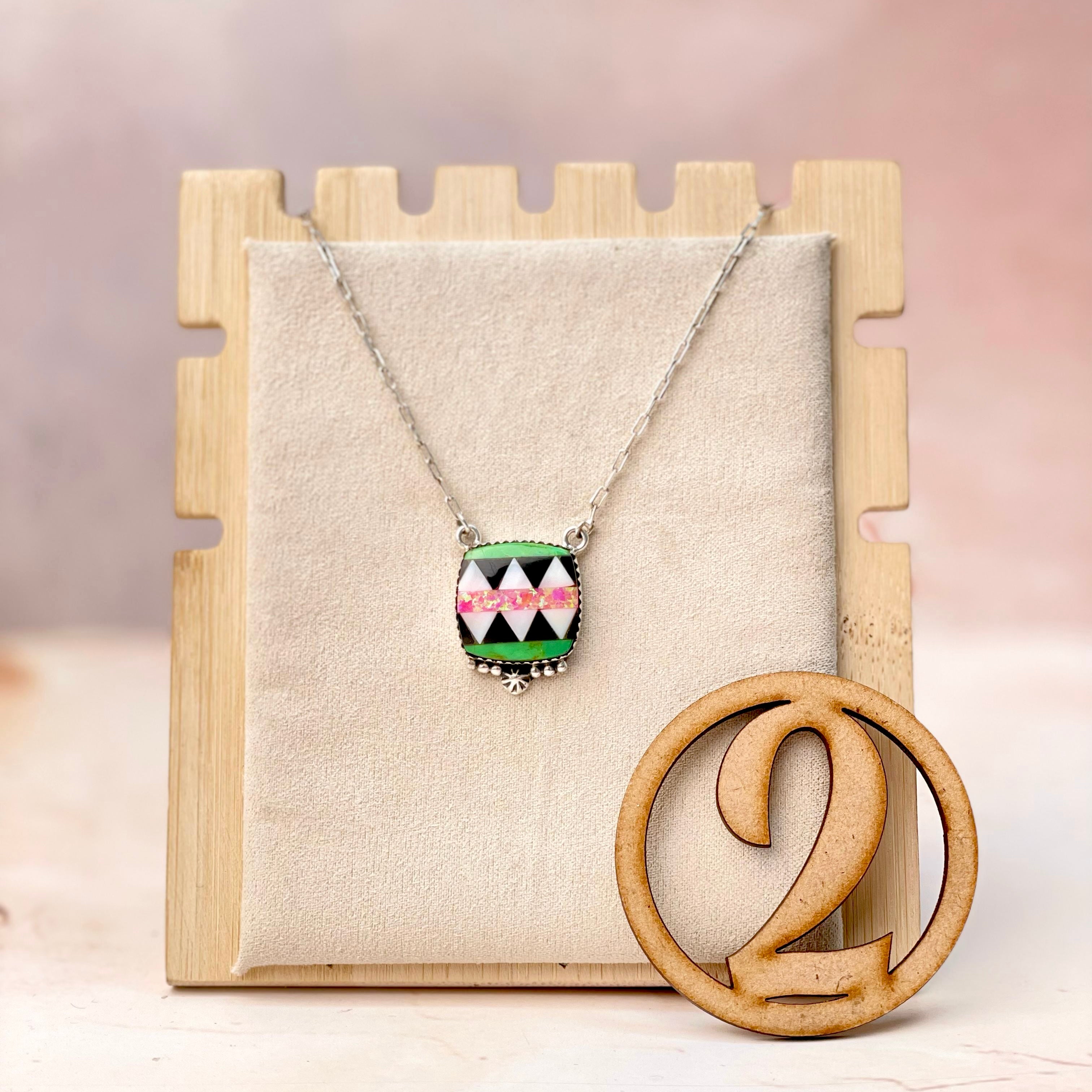 Multi Aztec Checkered Chain Pendants-Necklaces-Krush Kandy, Women's Online Fashion Boutique Located in Phoenix, Arizona (Scottsdale Area)