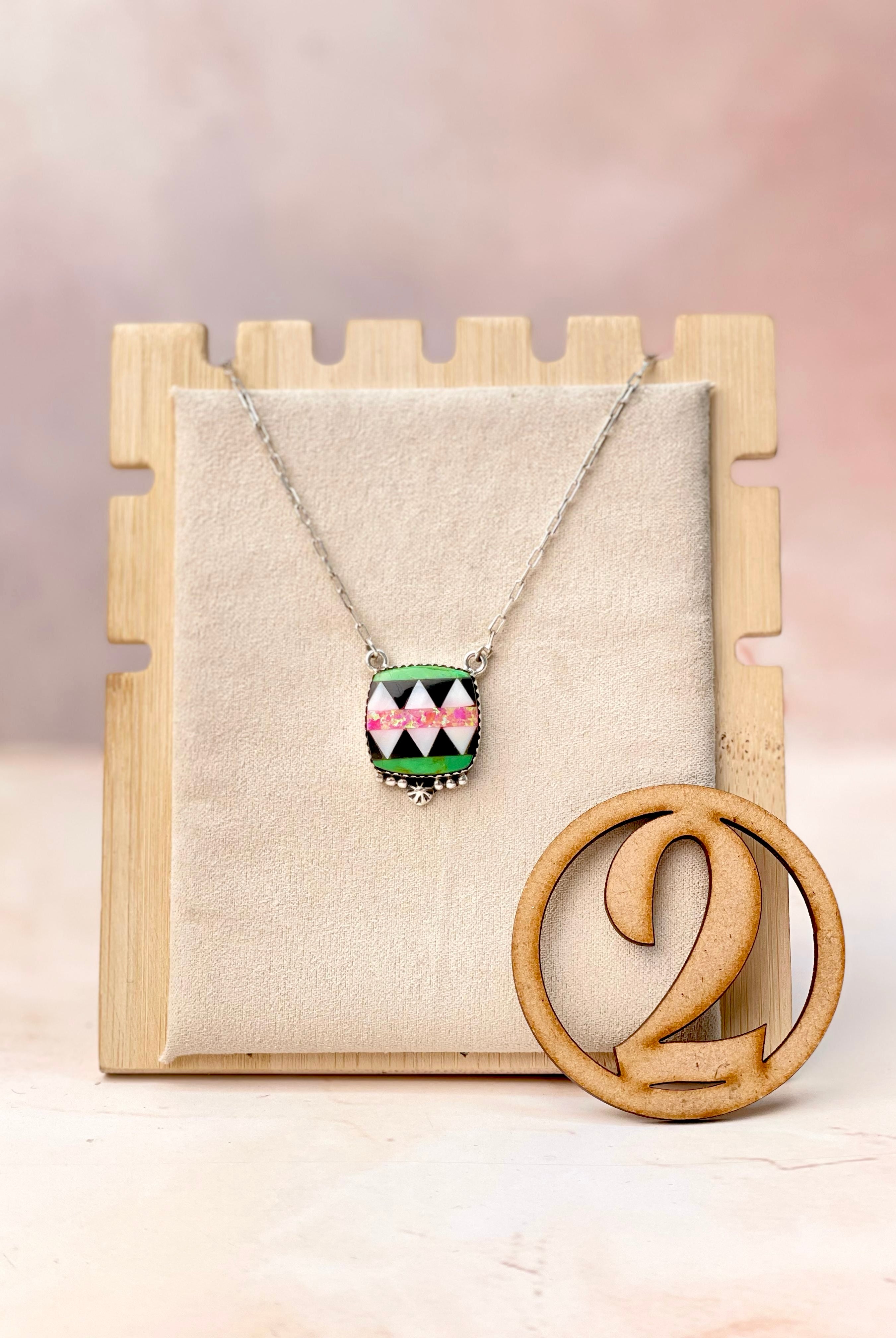 Multi Aztec Checkered Chain Pendants-Necklaces-Krush Kandy, Women's Online Fashion Boutique Located in Phoenix, Arizona (Scottsdale Area)