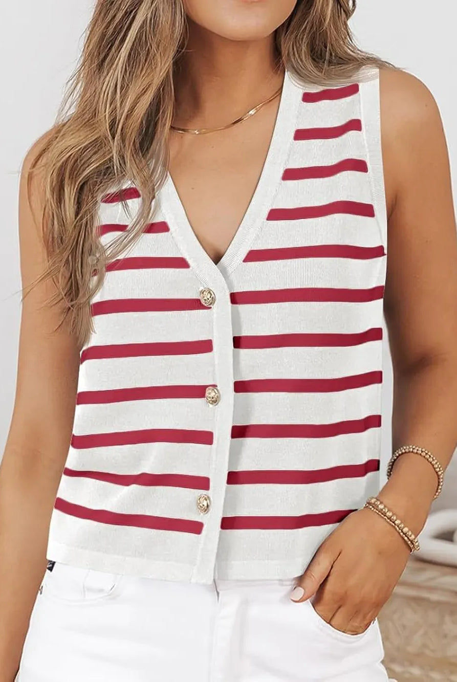 Striped V-Neck Knit Vest-Krush Kandy, Women's Online Fashion Boutique Located in Phoenix, Arizona (Scottsdale Area)