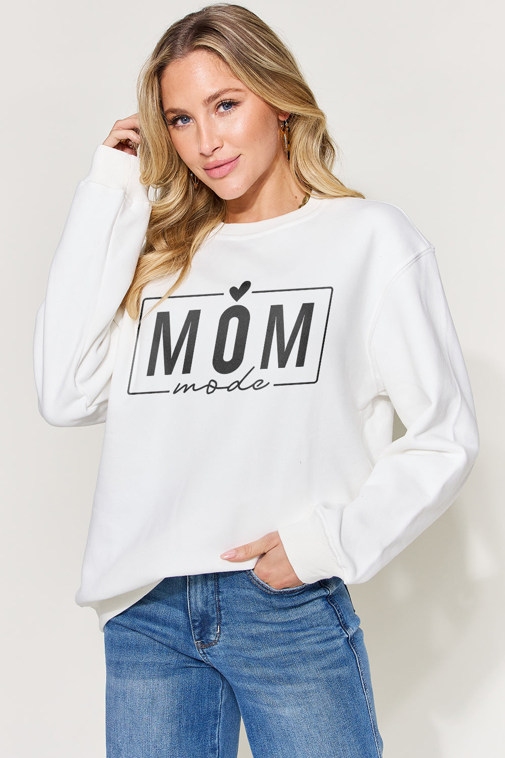Simply Love Full Size Letter Graphic Long Sleeve Sweatshirt-Krush Kandy, Women's Online Fashion Boutique Located in Phoenix, Arizona (Scottsdale Area)