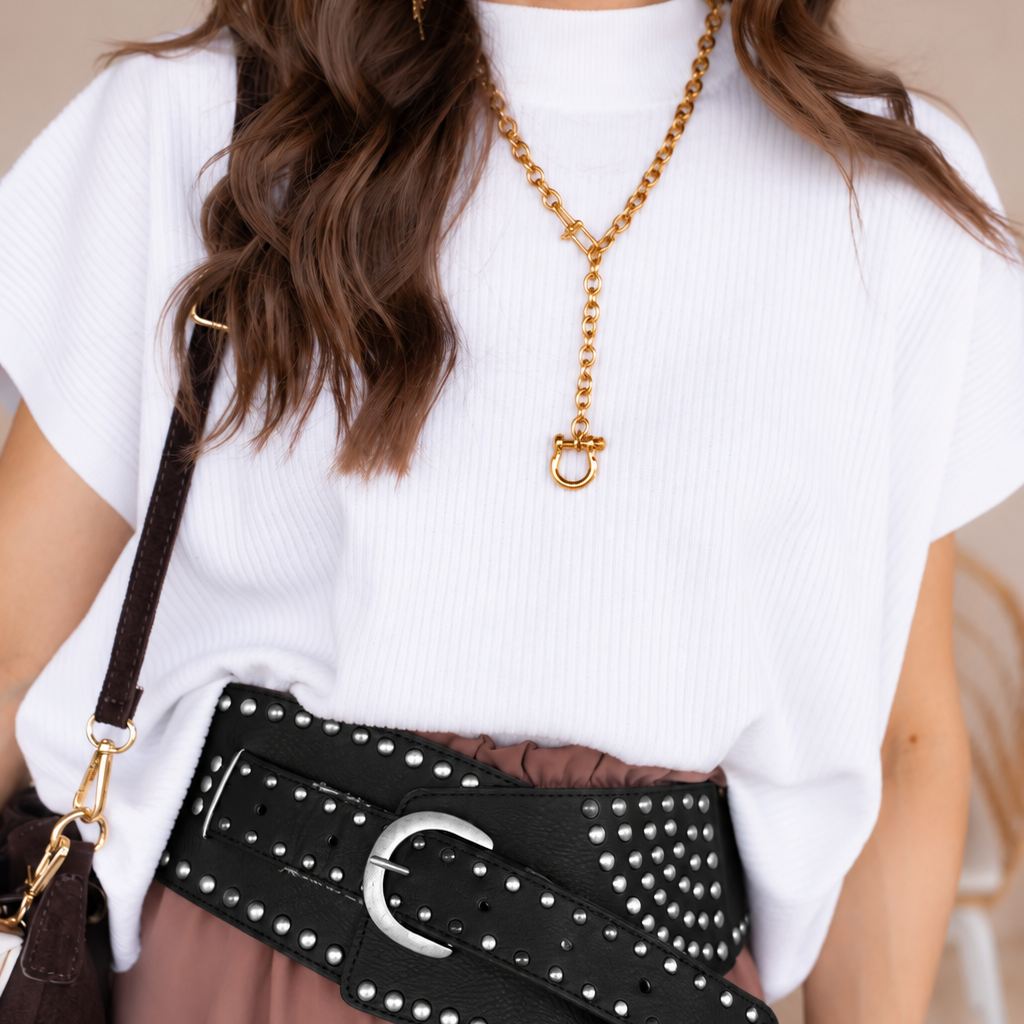 Wide Studded Western Buckle Belt | 3 Colors