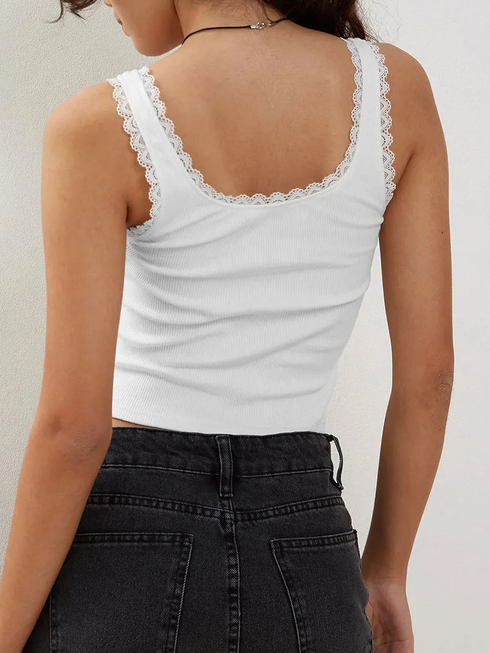 Lace Detail Square Neck Tank-Krush Kandy, Women's Online Fashion Boutique Located in Phoenix, Arizona (Scottsdale Area)