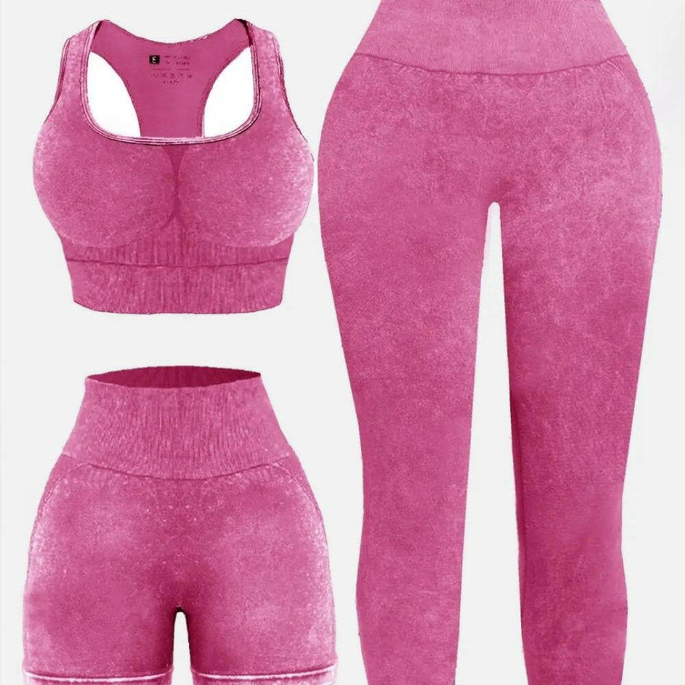 3 Piece Washed Square Neck Wide Strap Active Set-Krush Kandy, Women's Online Fashion Boutique Located in Phoenix, Arizona (Scottsdale Area)