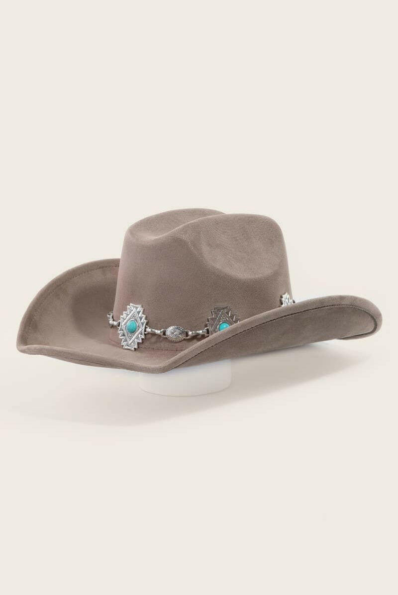 Turquoise Stud Concho Belt Cowboy Hat-Hats-Krush Kandy, Women's Online Fashion Boutique Located in Phoenix, Arizona (Scottsdale Area)