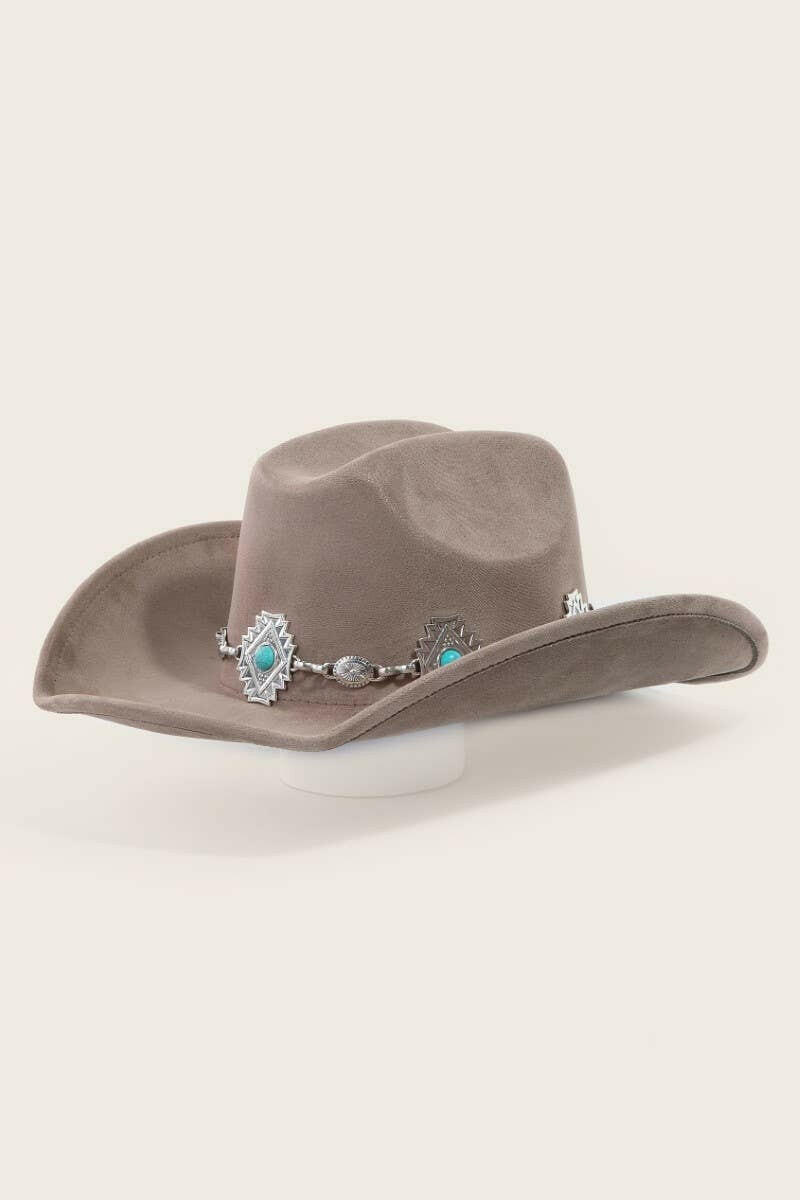 Turquoise Stud Concho Belt Cowboy Hat-Hats-Krush Kandy, Women's Online Fashion Boutique Located in Phoenix, Arizona (Scottsdale Area)