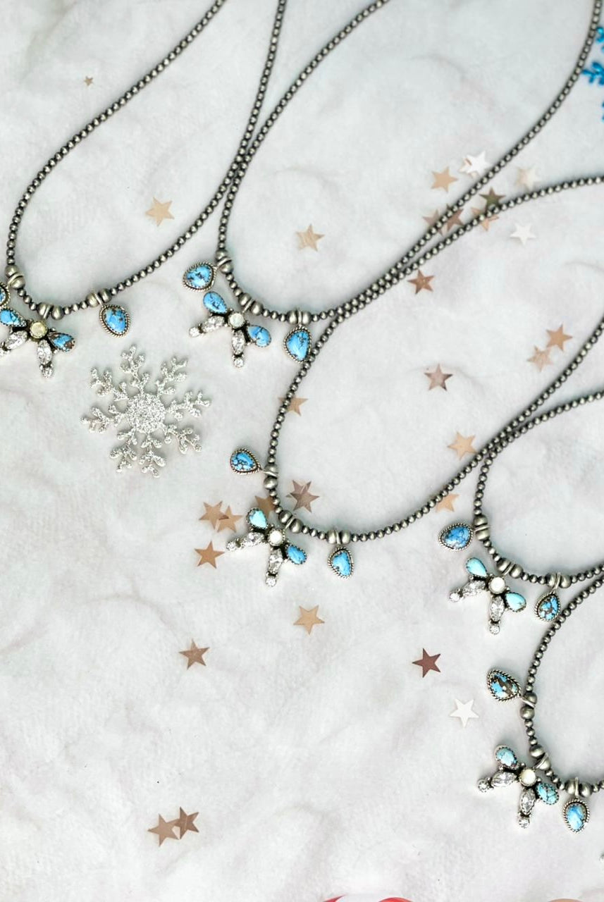 Winter Frost Golden Hills Bow Beads Necklace-Necklaces-Krush Kandy, Women's Online Fashion Boutique Located in Phoenix, Arizona (Scottsdale Area)