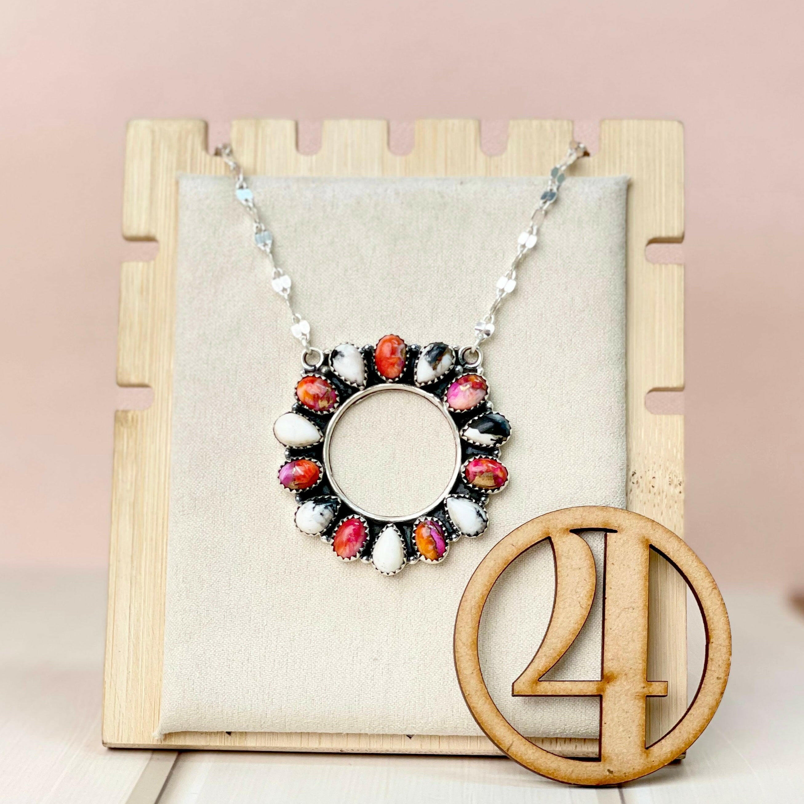Canyon Dreams Halo Multistone Necklace-Necklaces-Krush Kandy, Women's Online Fashion Boutique Located in Phoenix, Arizona (Scottsdale Area)