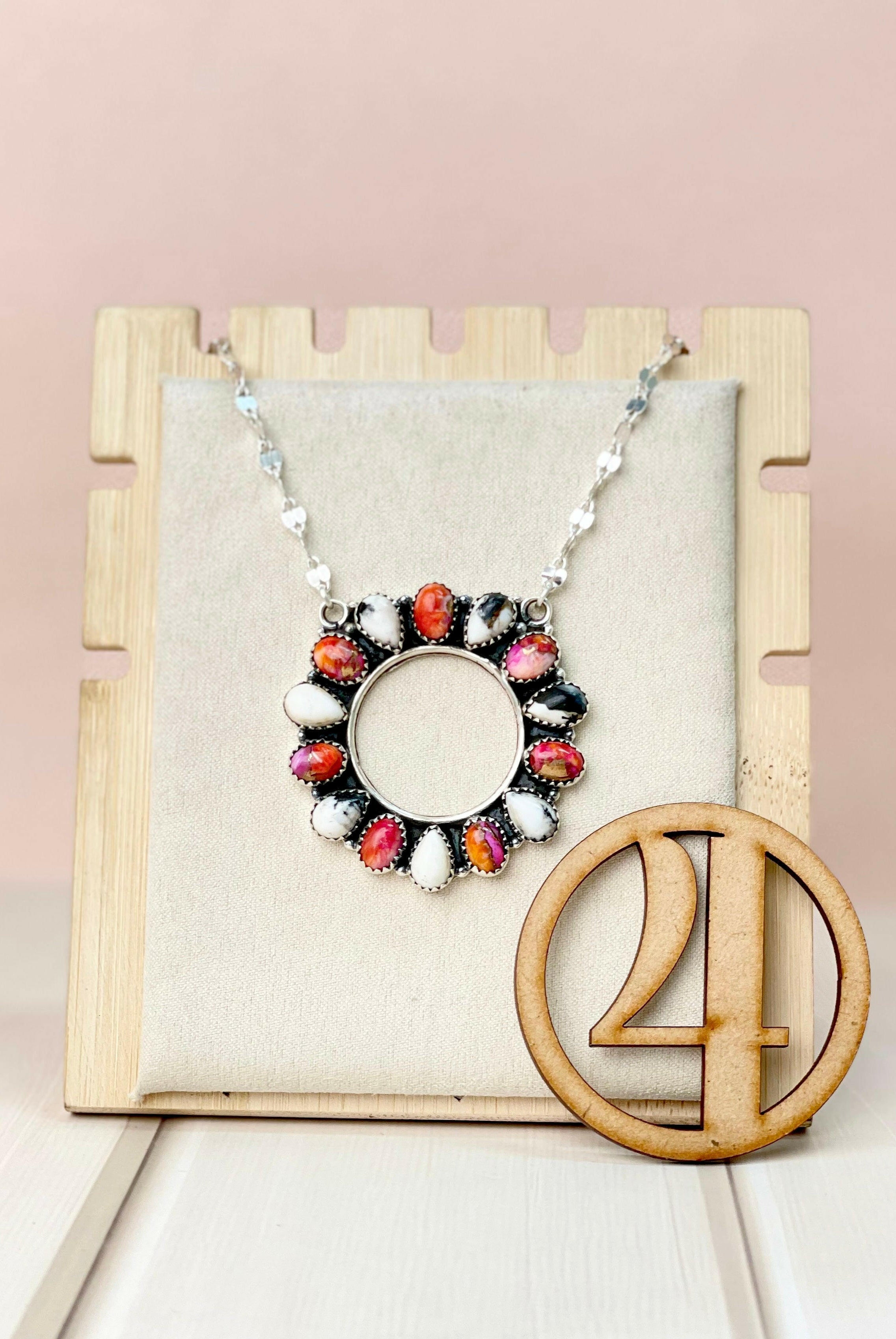Canyon Dreams Halo Multistone Necklace-Necklaces-Krush Kandy, Women's Online Fashion Boutique Located in Phoenix, Arizona (Scottsdale Area)