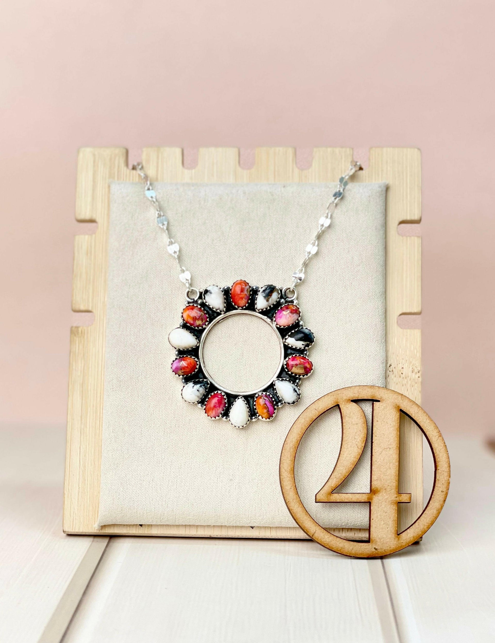 Canyon Dreams Halo Multistone Necklace-Necklaces-Krush Kandy, Women's Online Fashion Boutique Located in Phoenix, Arizona (Scottsdale Area)