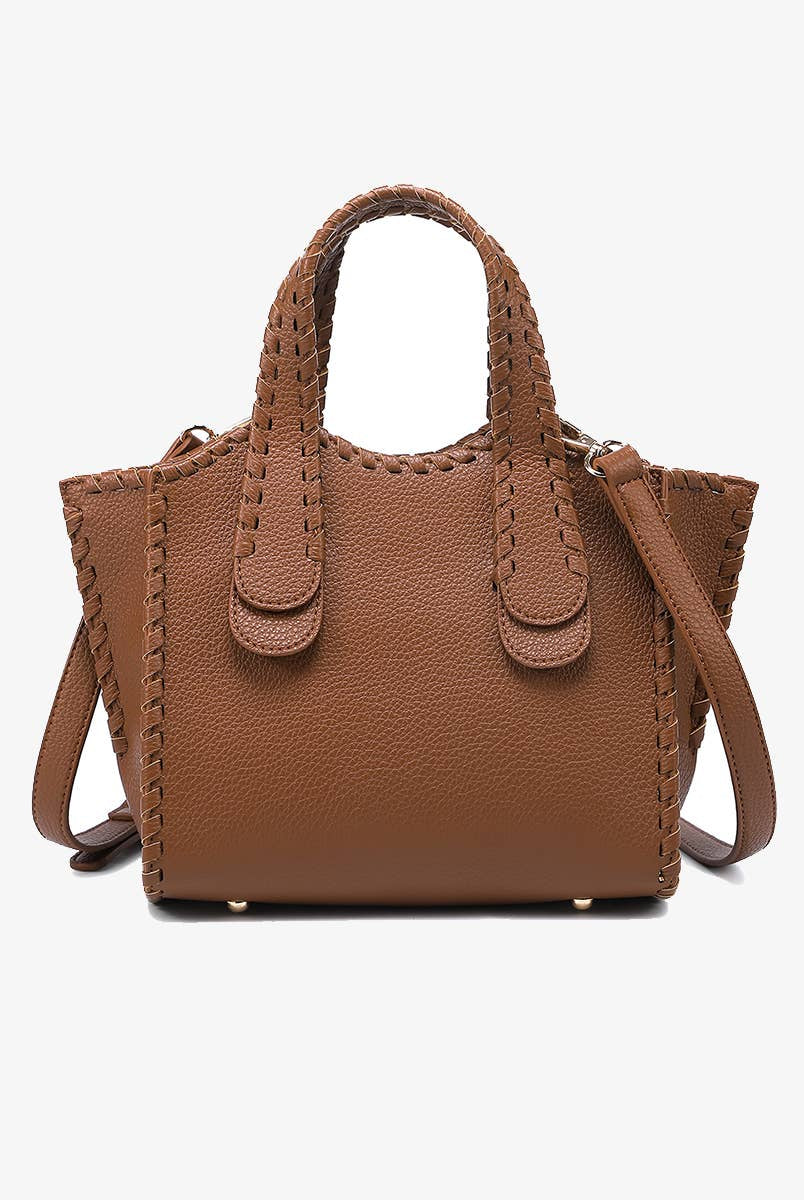 Marla Whipstitch Satchel Tote Bag-handbags-Krush Kandy, Women's Online Fashion Boutique Located in Phoenix, Arizona (Scottsdale Area)