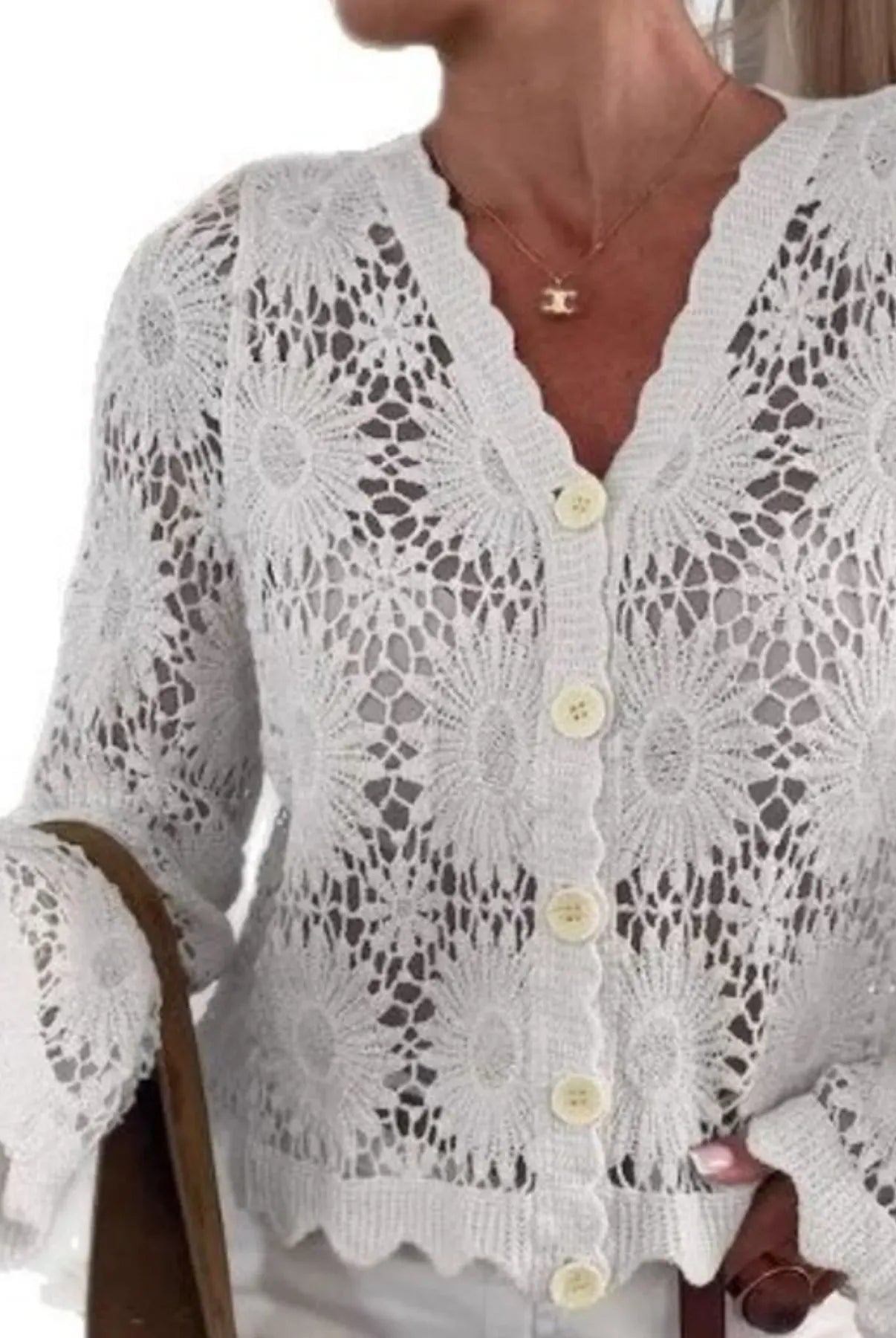 Lace V-Neck Button-Up Cardigan-Tops-Krush Kandy, Women's Online Fashion Boutique Located in Phoenix, Arizona (Scottsdale Area)
