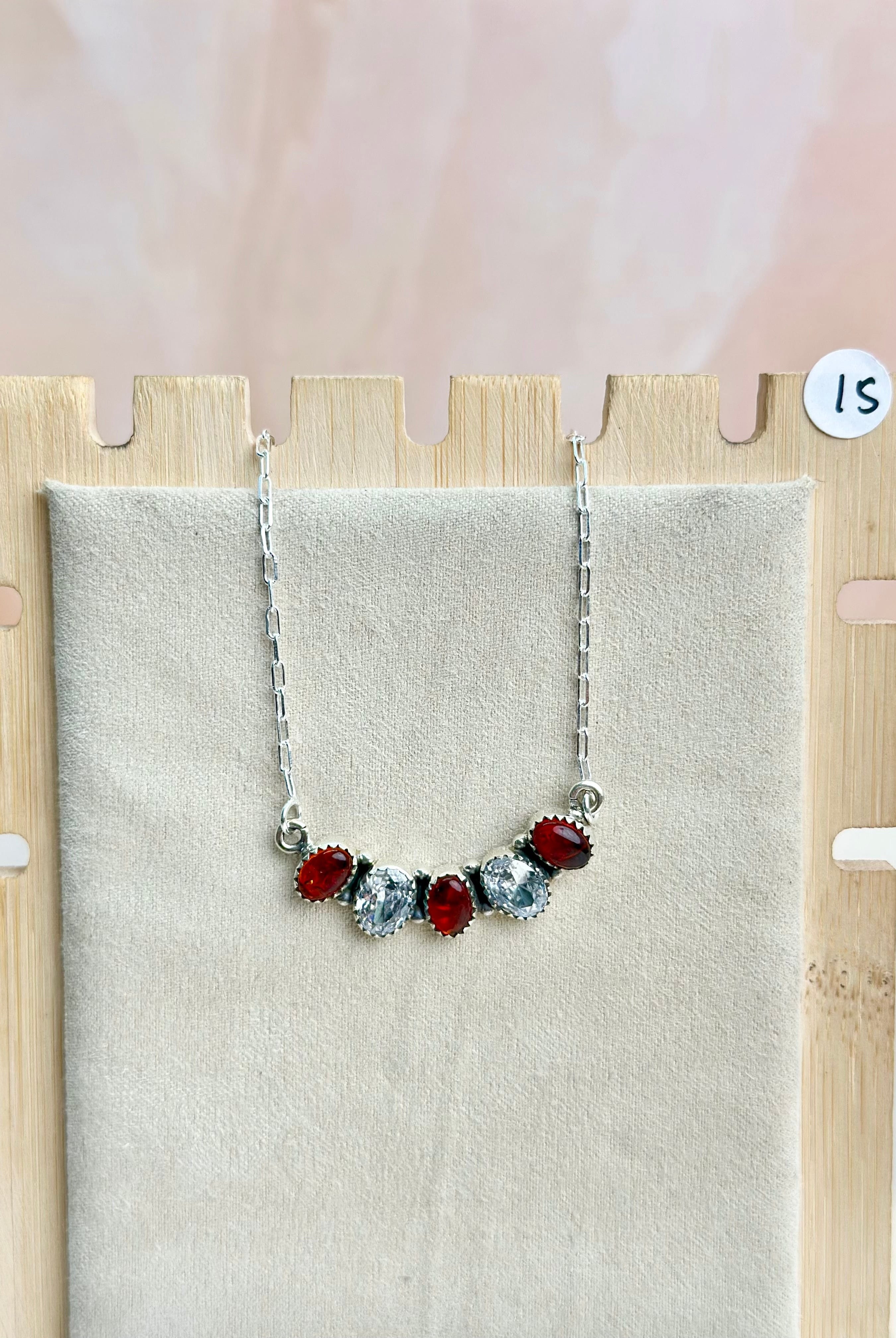 Amber, Turquoise & Crystal Dainty Necklace-Necklaces-Krush Kandy, Women's Online Fashion Boutique Located in Phoenix, Arizona (Scottsdale Area)