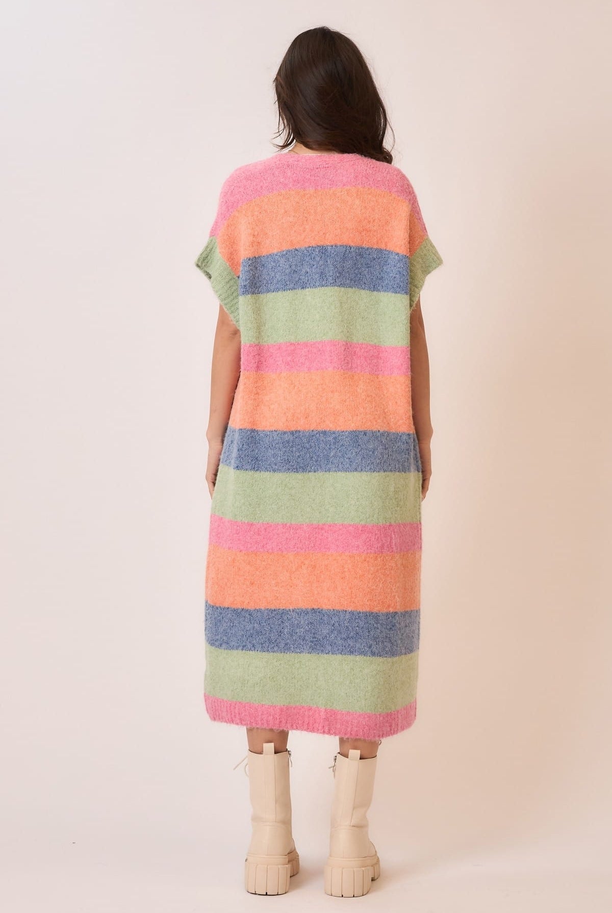 Color Block Sleeveless Knit Long Cardigan-Cardigans-Krush Kandy, Women's Online Fashion Boutique Located in Phoenix, Arizona (Scottsdale Area)