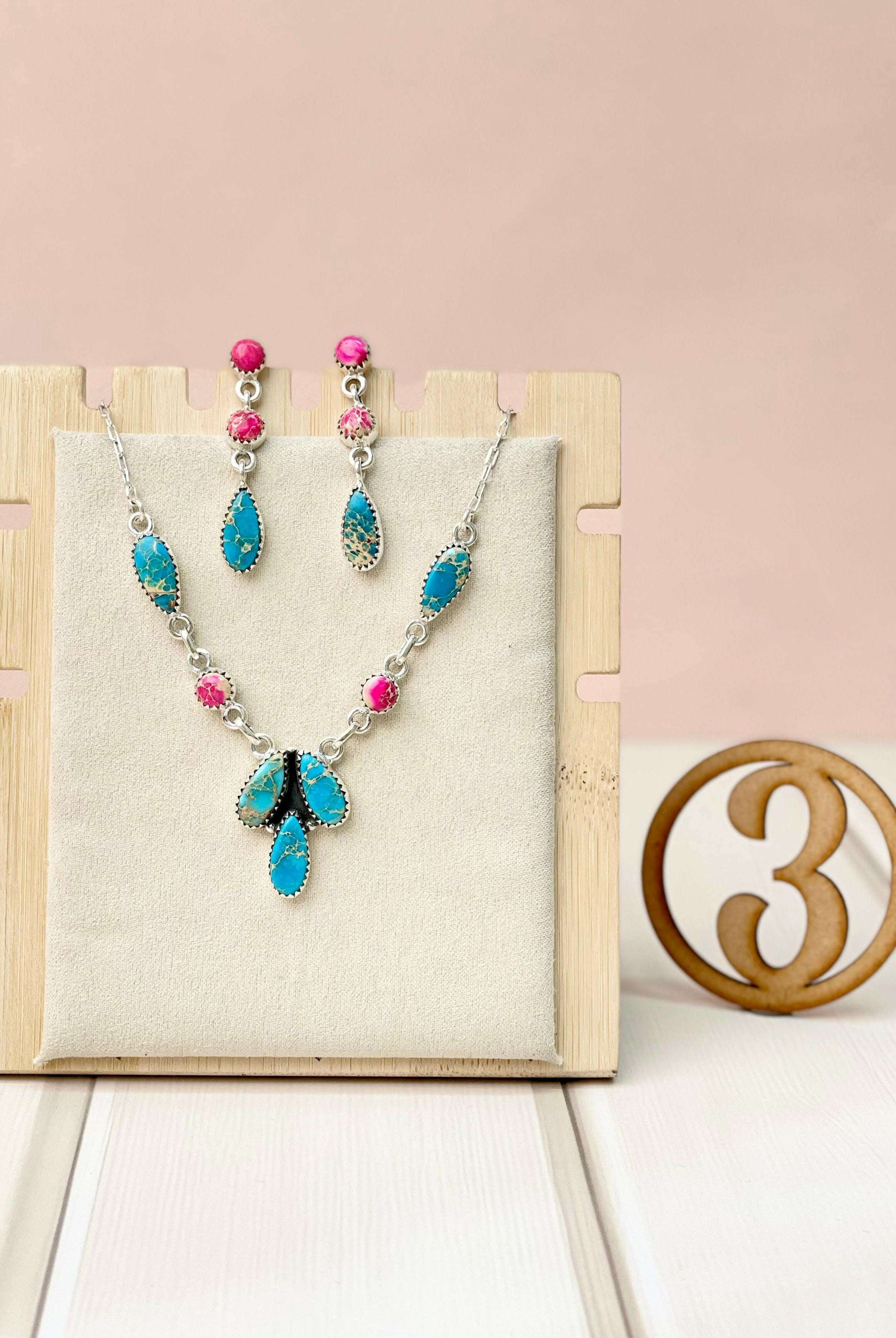High Desert Glow Jasper Necklace and Earrings Set-Necklaces-Krush Kandy, Women's Online Fashion Boutique Located in Phoenix, Arizona (Scottsdale Area)
