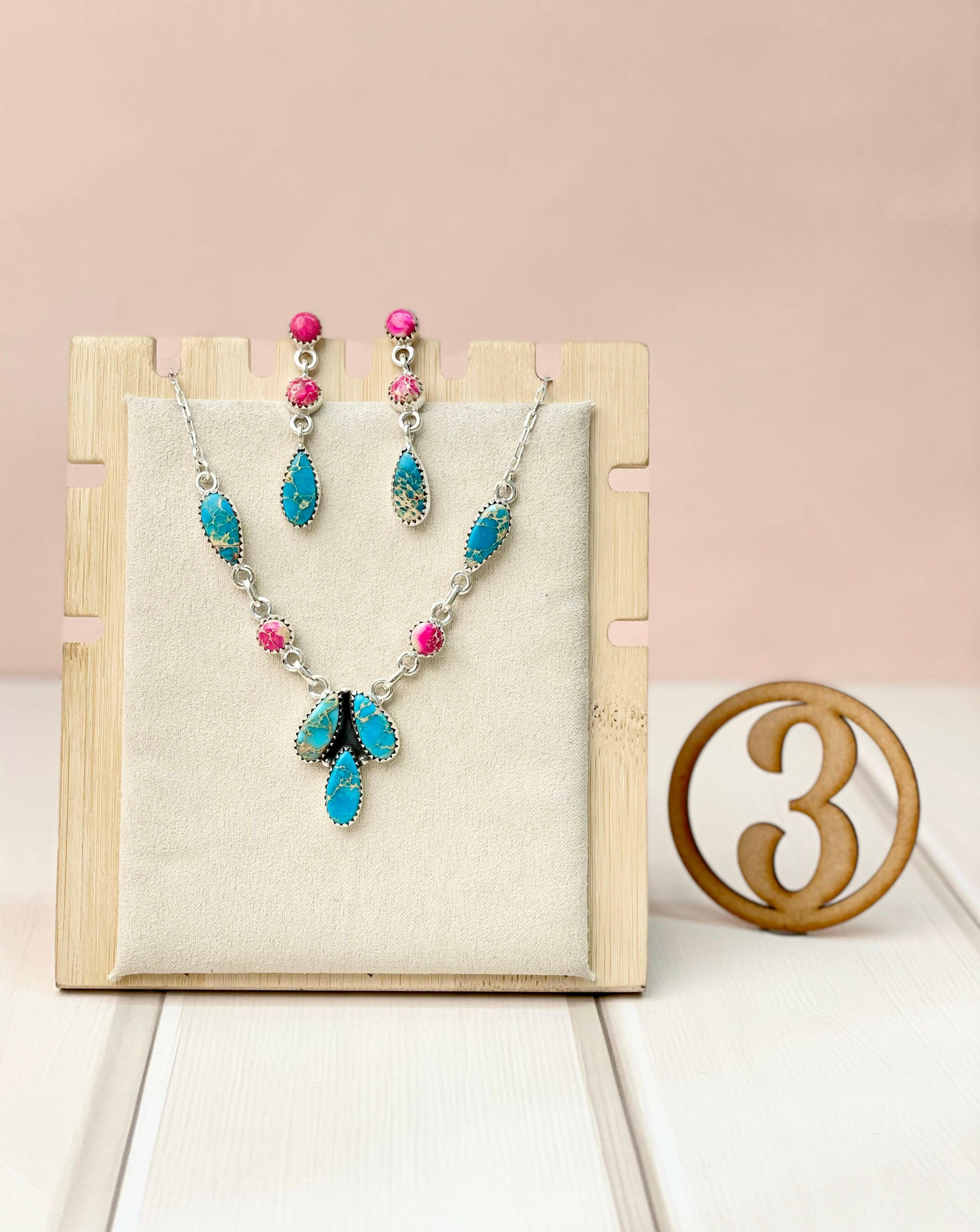 High Desert Glow Jasper Necklace and Earrings Set-Necklaces-Krush Kandy, Women's Online Fashion Boutique Located in Phoenix, Arizona (Scottsdale Area)