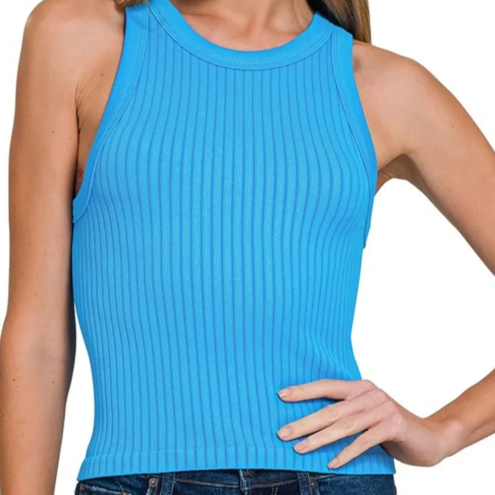 Zenana Seamless Ribbed Crop Tank-Tanks-Krush Kandy, Women's Online Fashion Boutique Located in Phoenix, Arizona (Scottsdale Area)