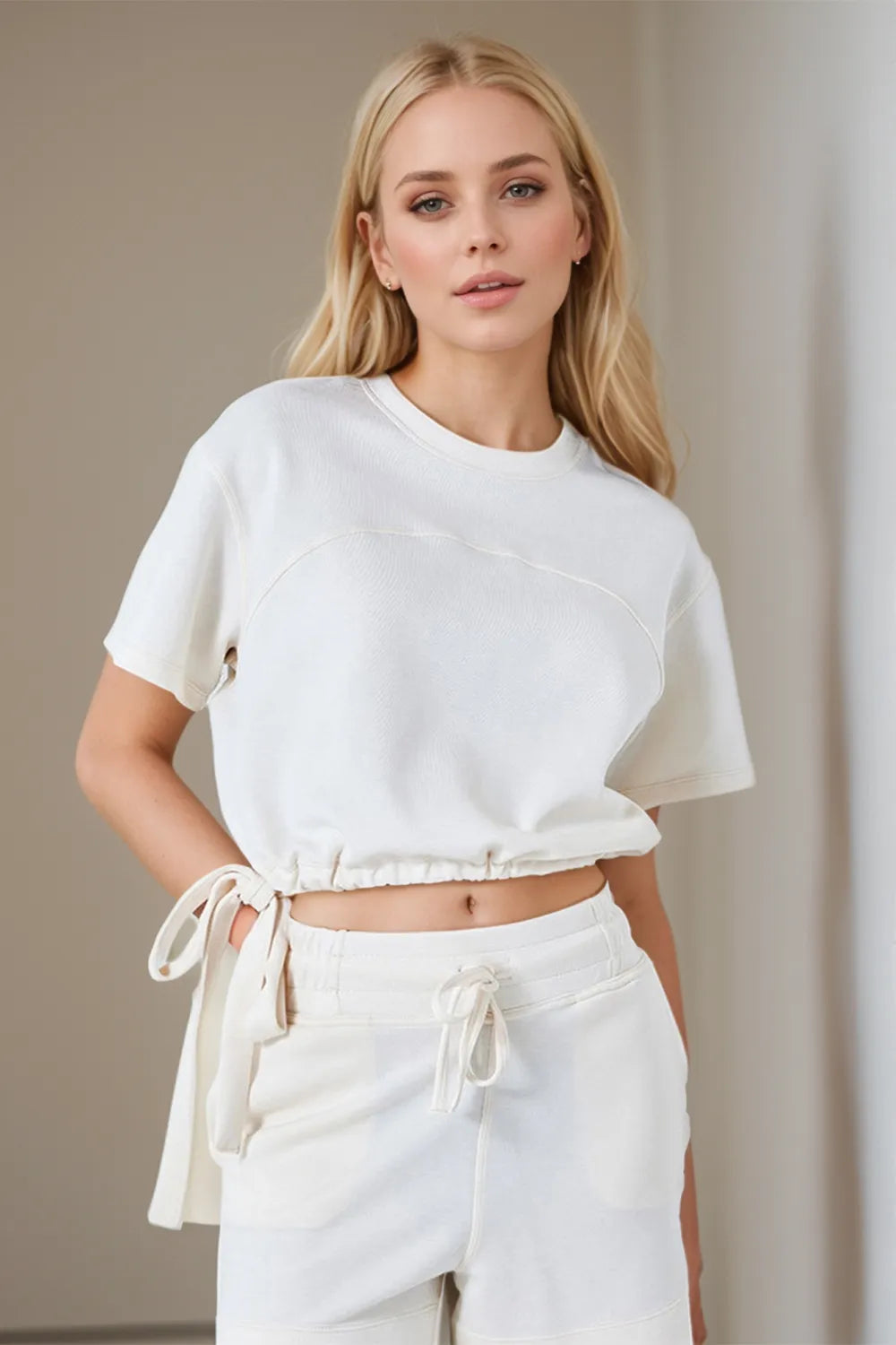 Cinch Me Up Drawstring Crop Tee-Tops-Krush Kandy, Women's Online Fashion Boutique Located in Phoenix, Arizona (Scottsdale Area)