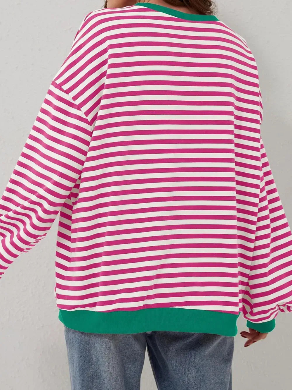 Lovelet Contrast Striped Long Sleeve Sweatshirt-Sweaters-Krush Kandy, Women's Online Fashion Boutique Located in Phoenix, Arizona (Scottsdale Area)