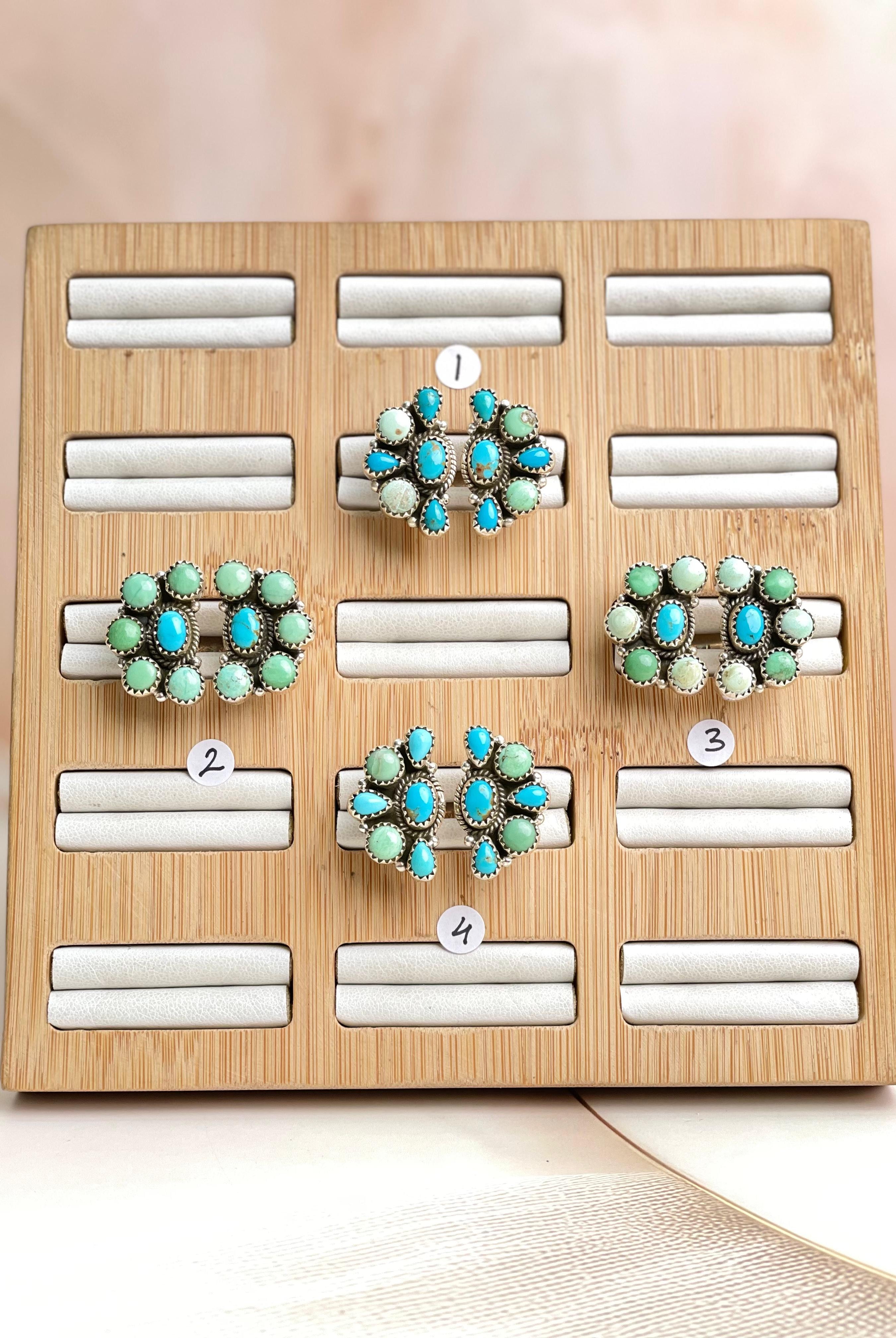 Half Cluster Varascite & Kingman Floating Stone Rings-Rings-Krush Kandy, Women's Online Fashion Boutique Located in Phoenix, Arizona (Scottsdale Area)