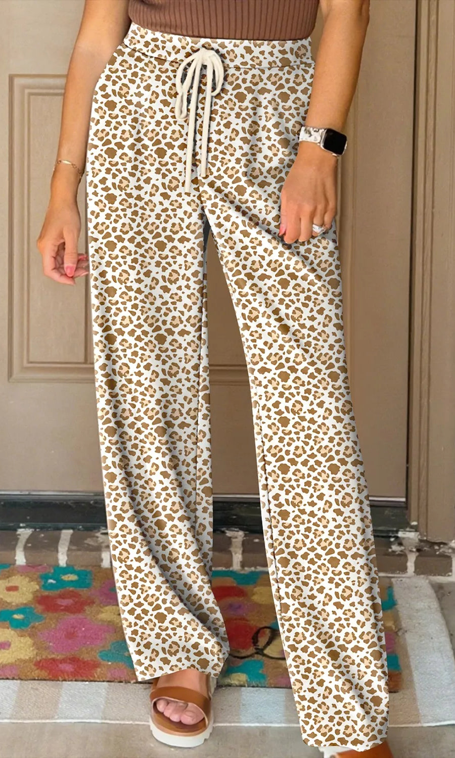 Leopard Drawstring Elastic Waistband Loose Pants-pants-Krush Kandy, Women's Online Fashion Boutique Located in Phoenix, Arizona (Scottsdale Area)