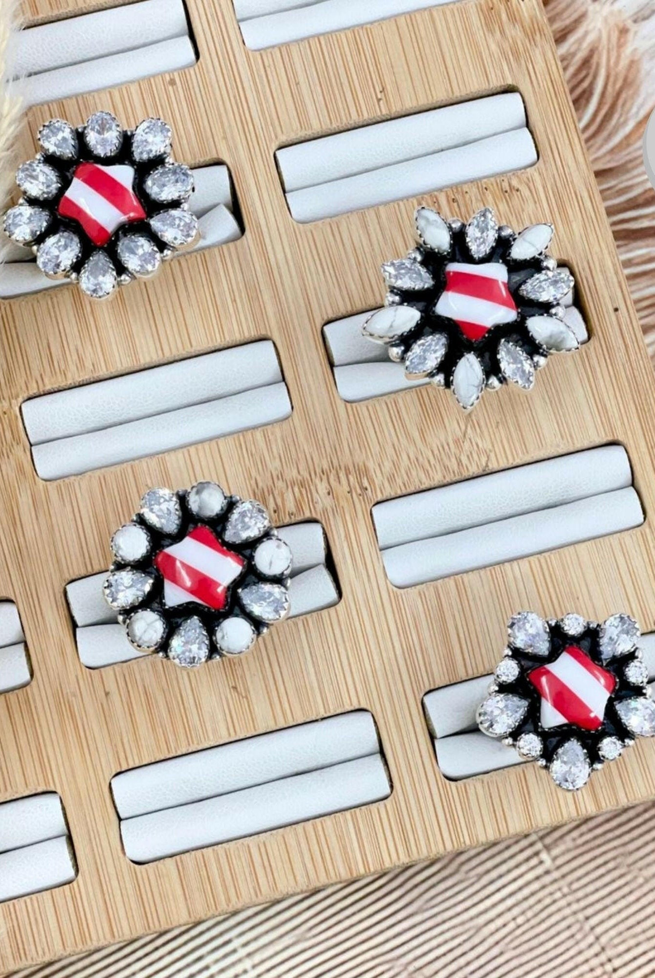Holiday Star Stripe Crystal Ring-Ring Sizers-Krush Kandy, Women's Online Fashion Boutique Located in Phoenix, Arizona (Scottsdale Area)