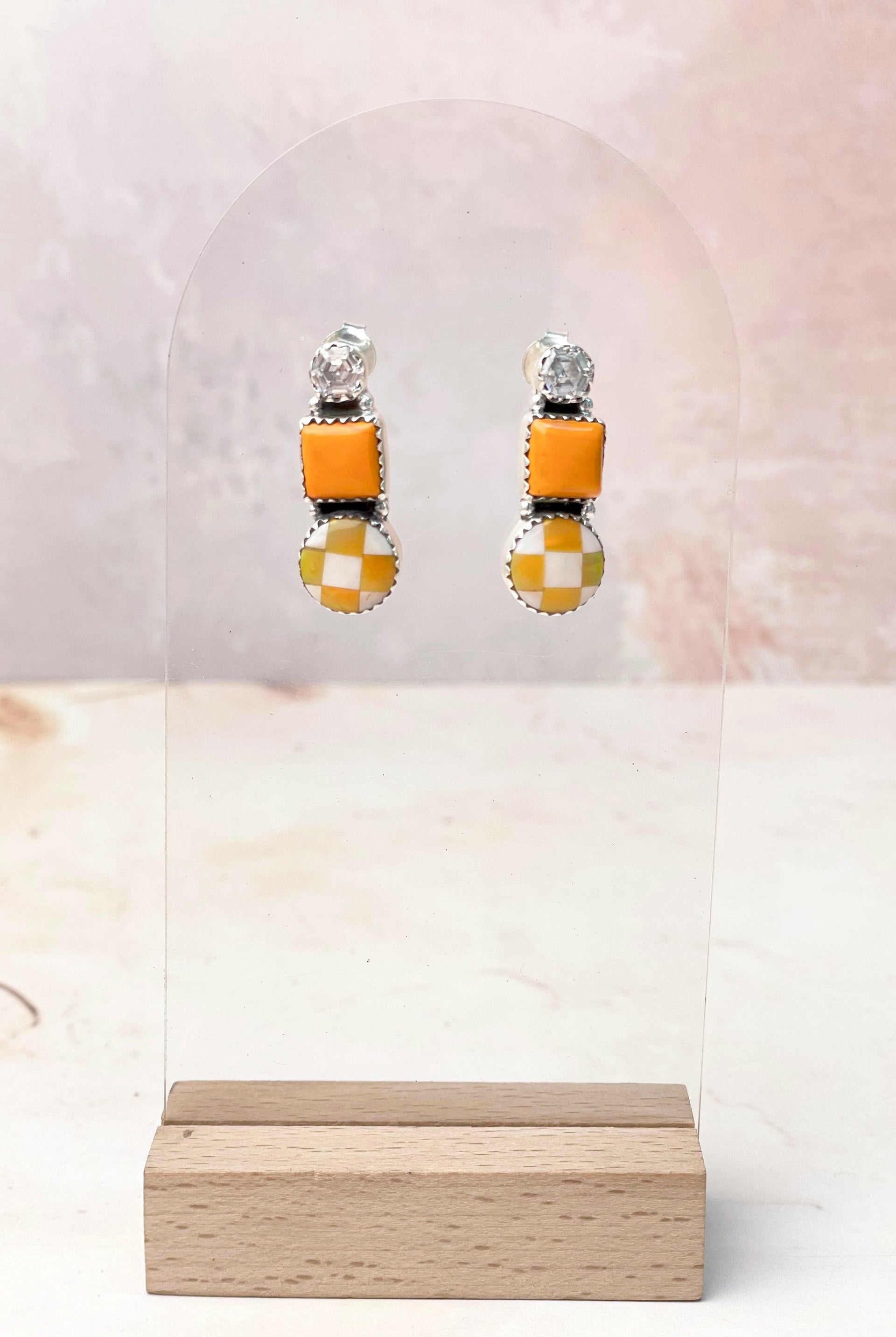 Tangerine Crystal Martini Rosarita Studs-Earrings-Krush Kandy, Women's Online Fashion Boutique Located in Phoenix, Arizona (Scottsdale Area)