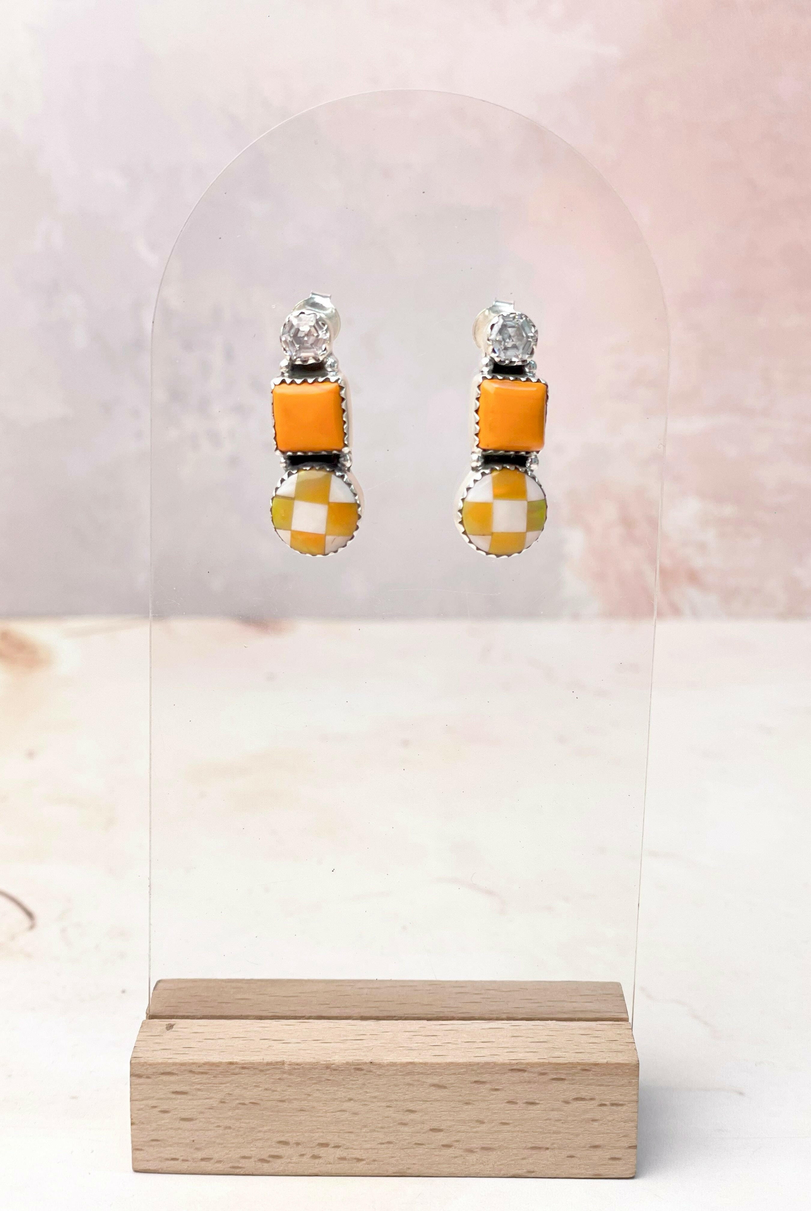 Tangerine Crystal Martini Rosarita Studs-Earrings-Krush Kandy, Women's Online Fashion Boutique Located in Phoenix, Arizona (Scottsdale Area)