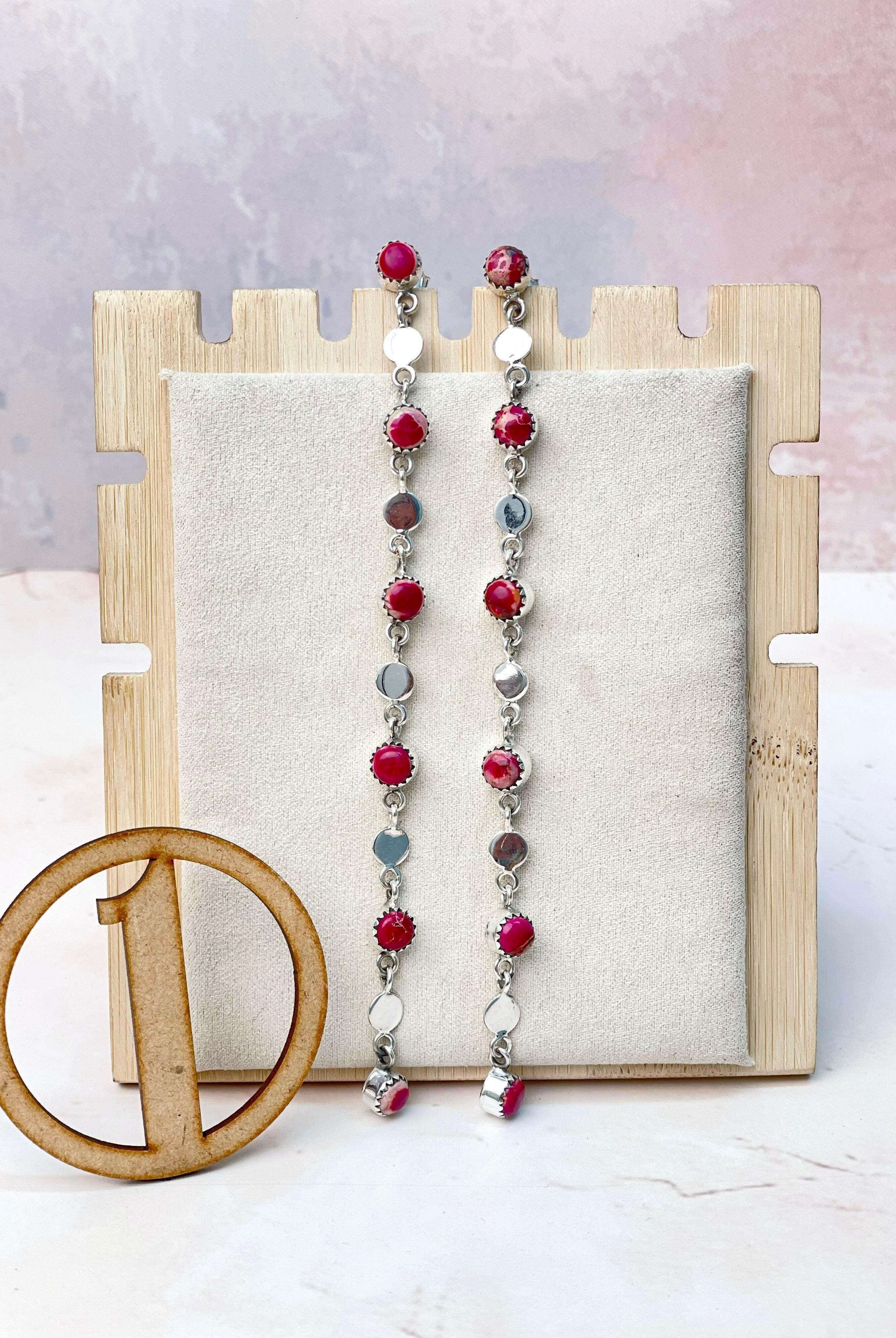 Desert Jasper Long Earrings-Earrings-Krush Kandy, Women's Online Fashion Boutique Located in Phoenix, Arizona (Scottsdale Area)