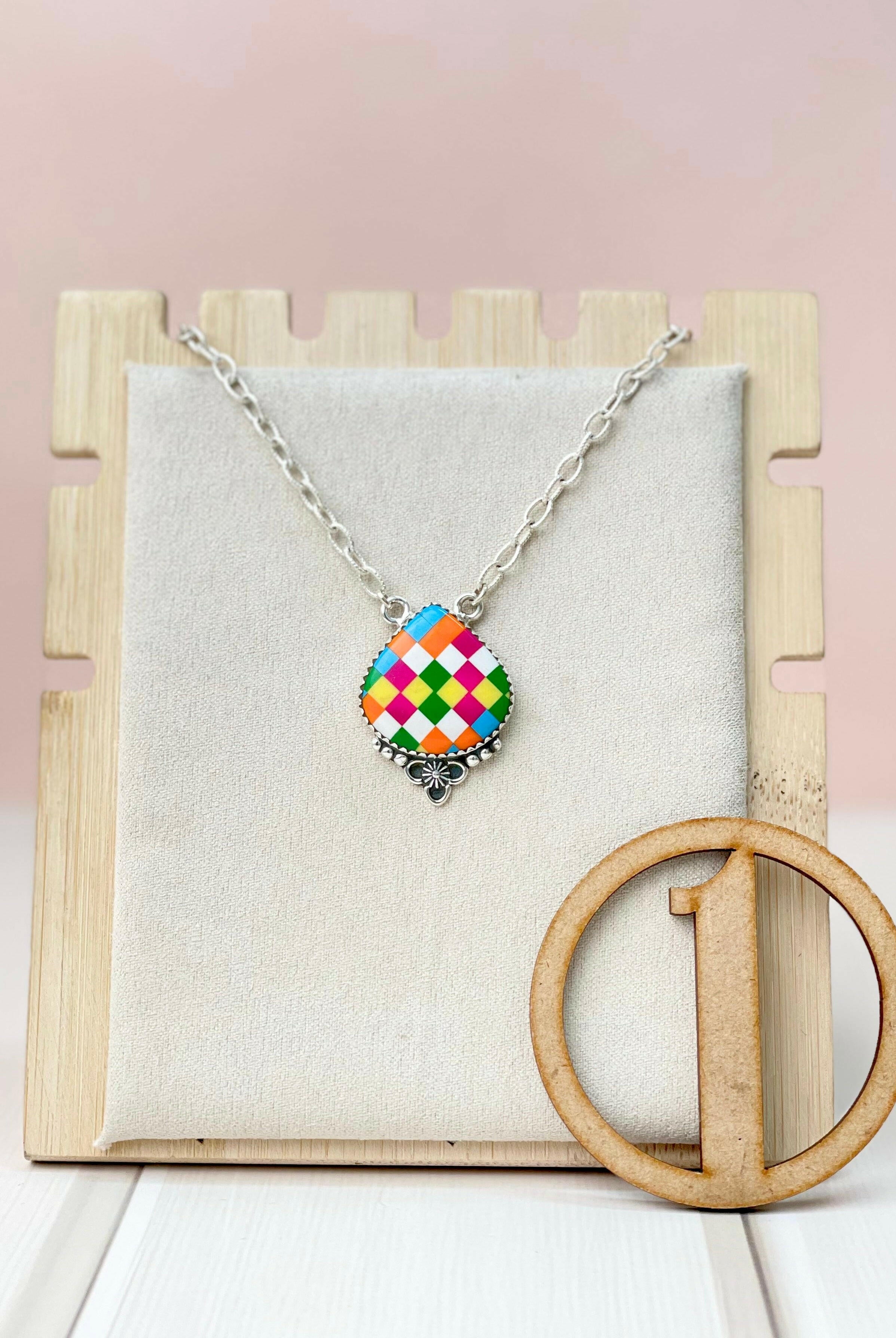 Summer Checkered Chain Pendants-Necklaces-Krush Kandy, Women's Online Fashion Boutique Located in Phoenix, Arizona (Scottsdale Area)
