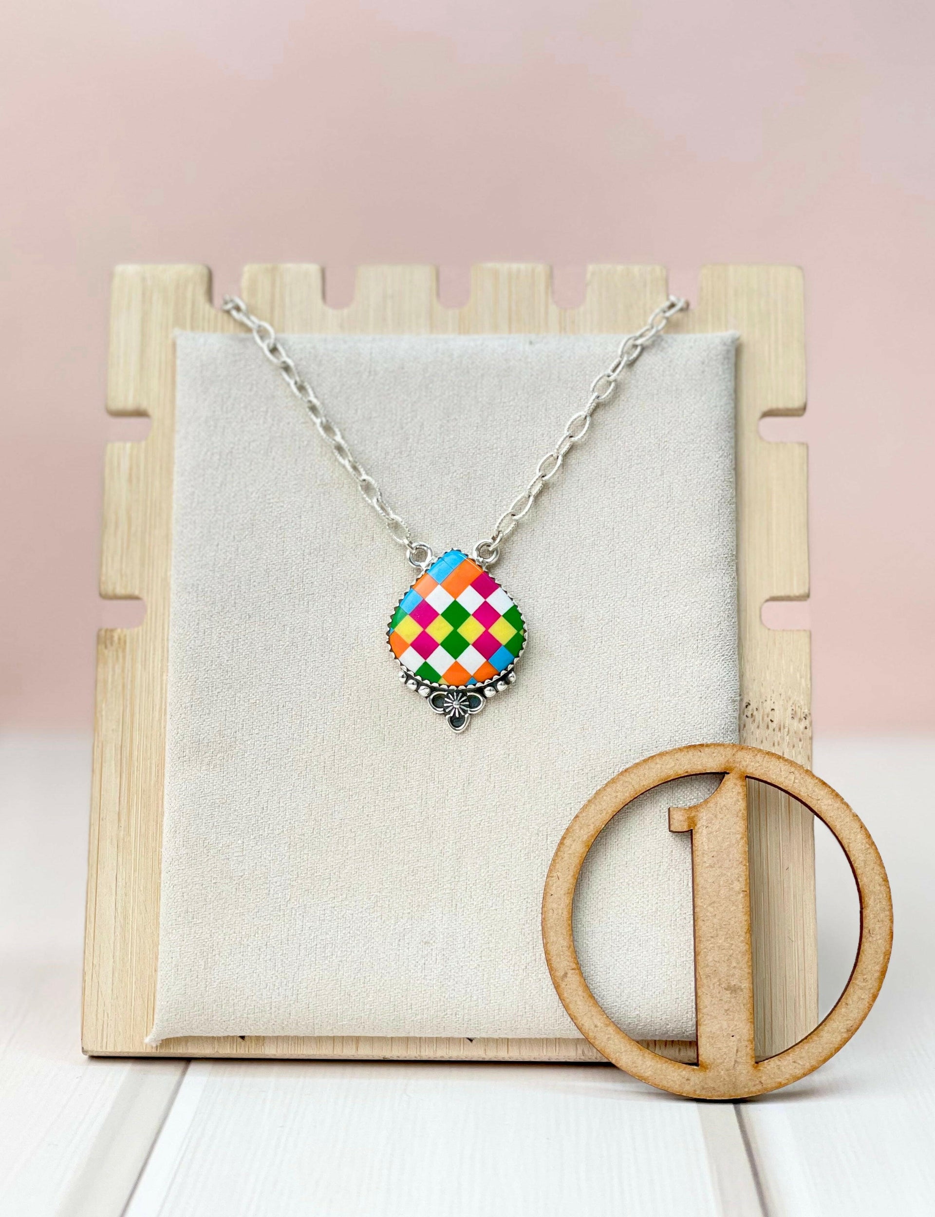 Summer Checkered Chain Pendants-Necklaces-Krush Kandy, Women's Online Fashion Boutique Located in Phoenix, Arizona (Scottsdale Area)