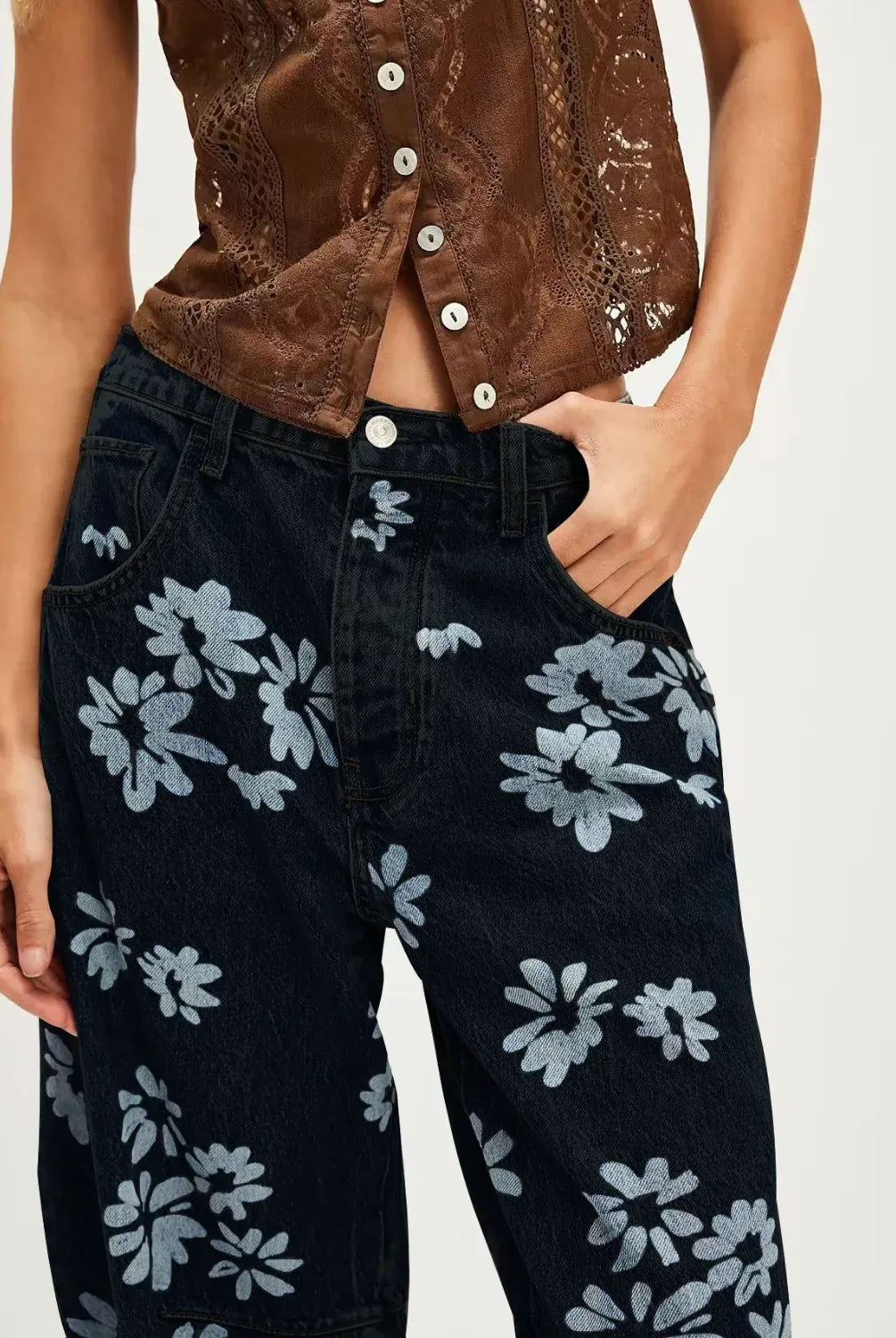 Printed Wide Leg Jeans-Denim-Krush Kandy, Women's Online Fashion Boutique Located in Phoenix, Arizona (Scottsdale Area)