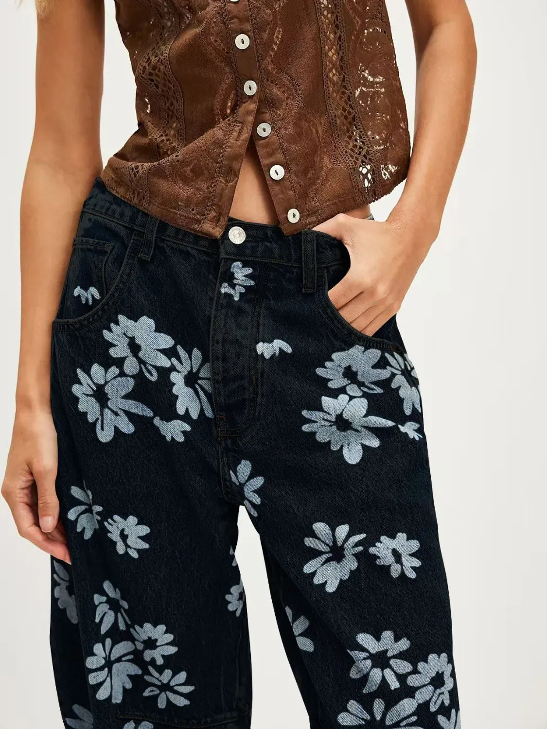 Printed Wide Leg Jeans-Denim-Krush Kandy, Women's Online Fashion Boutique Located in Phoenix, Arizona (Scottsdale Area)