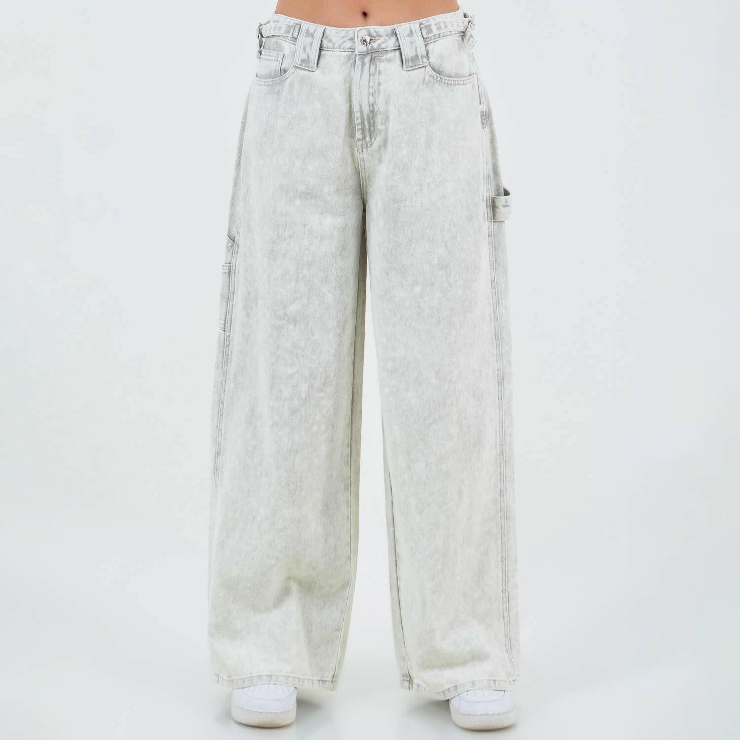 Wide Leg Waist Strap Carpenter Jeans-Denim-Krush Kandy, Women's Online Fashion Boutique Located in Phoenix, Arizona (Scottsdale Area)