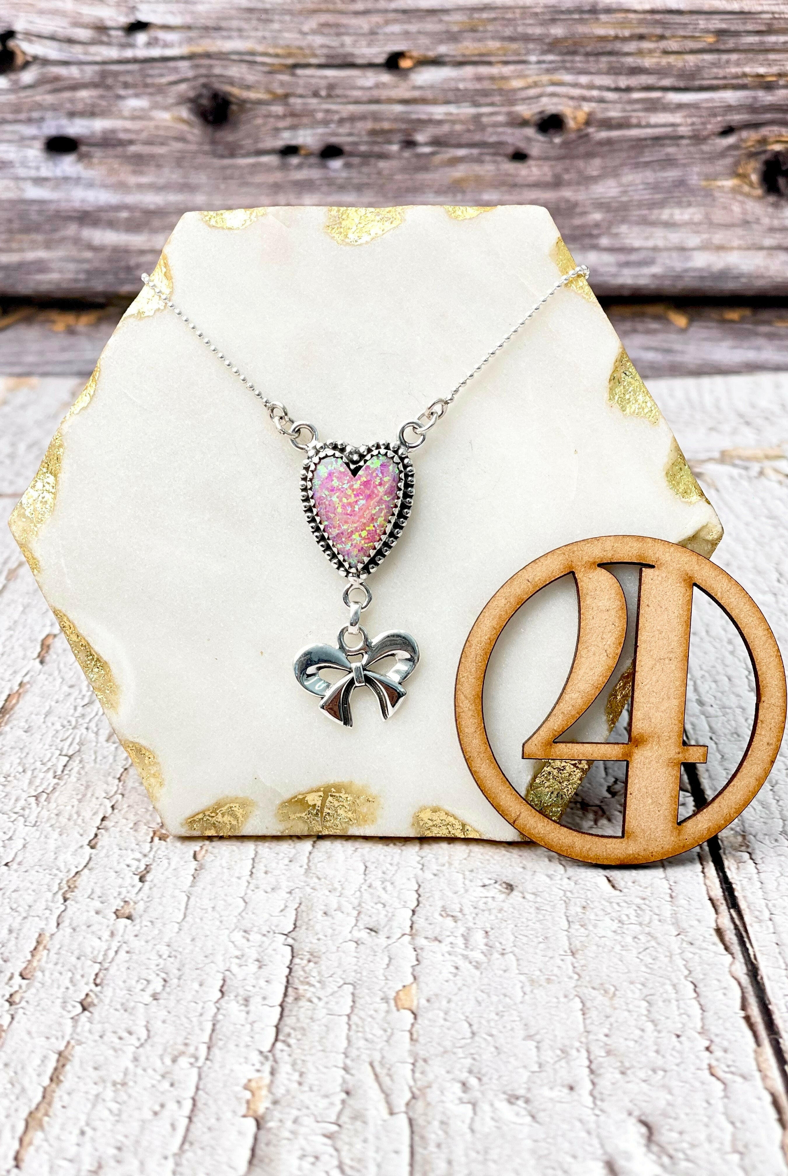 Heart Slab & Bow Necklace-Necklaces-Krush Kandy, Women's Online Fashion Boutique Located in Phoenix, Arizona (Scottsdale Area)