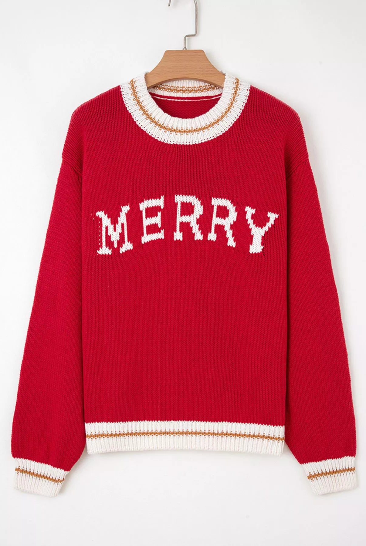 MERRY Contrast Edge Drop Shoulder Christmas Sweater-Krush Kandy, Women's Online Fashion Boutique Located in Phoenix, Arizona (Scottsdale Area)