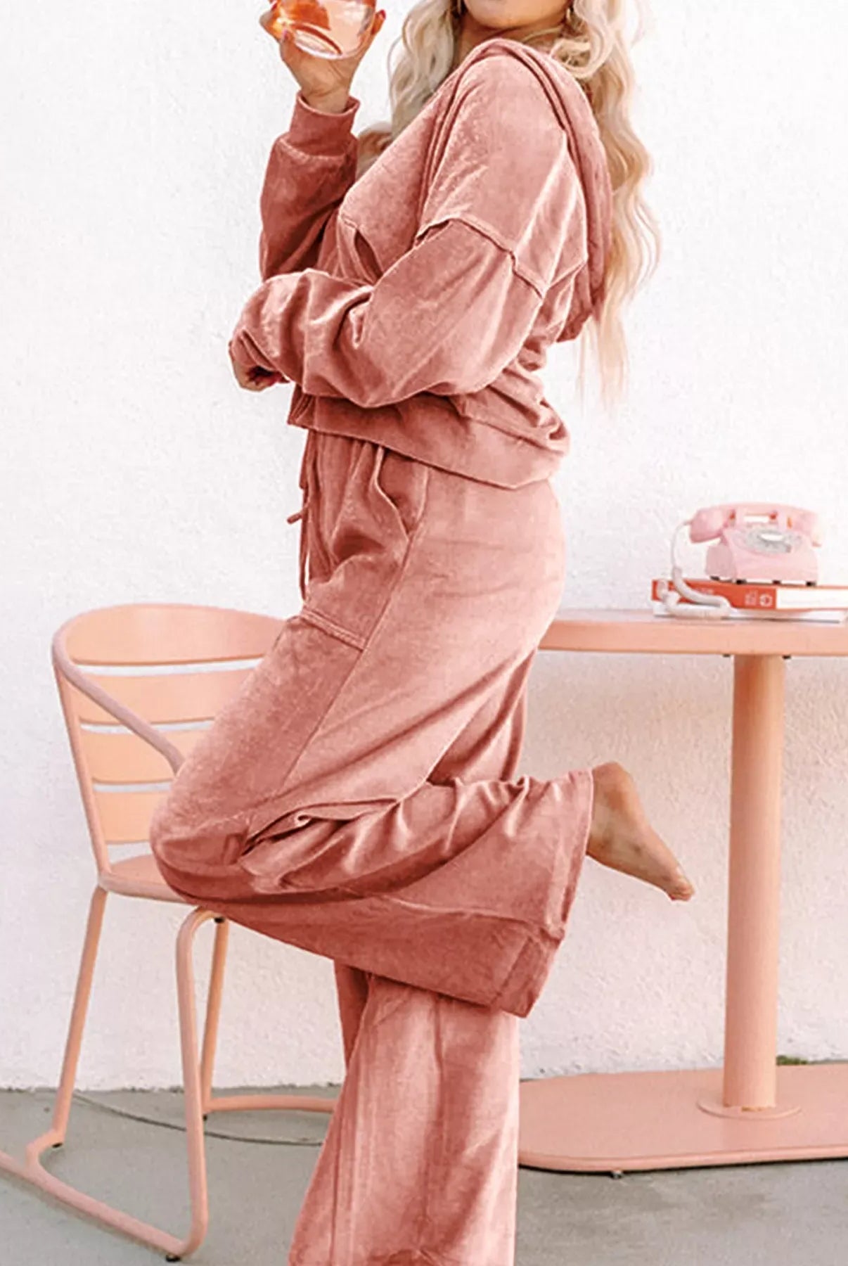 Zip Up Dropped Shoulder Hooded Top and Pants Set-2 Piece Outfit Sets-Krush Kandy, Women's Online Fashion Boutique Located in Phoenix, Arizona (Scottsdale Area)