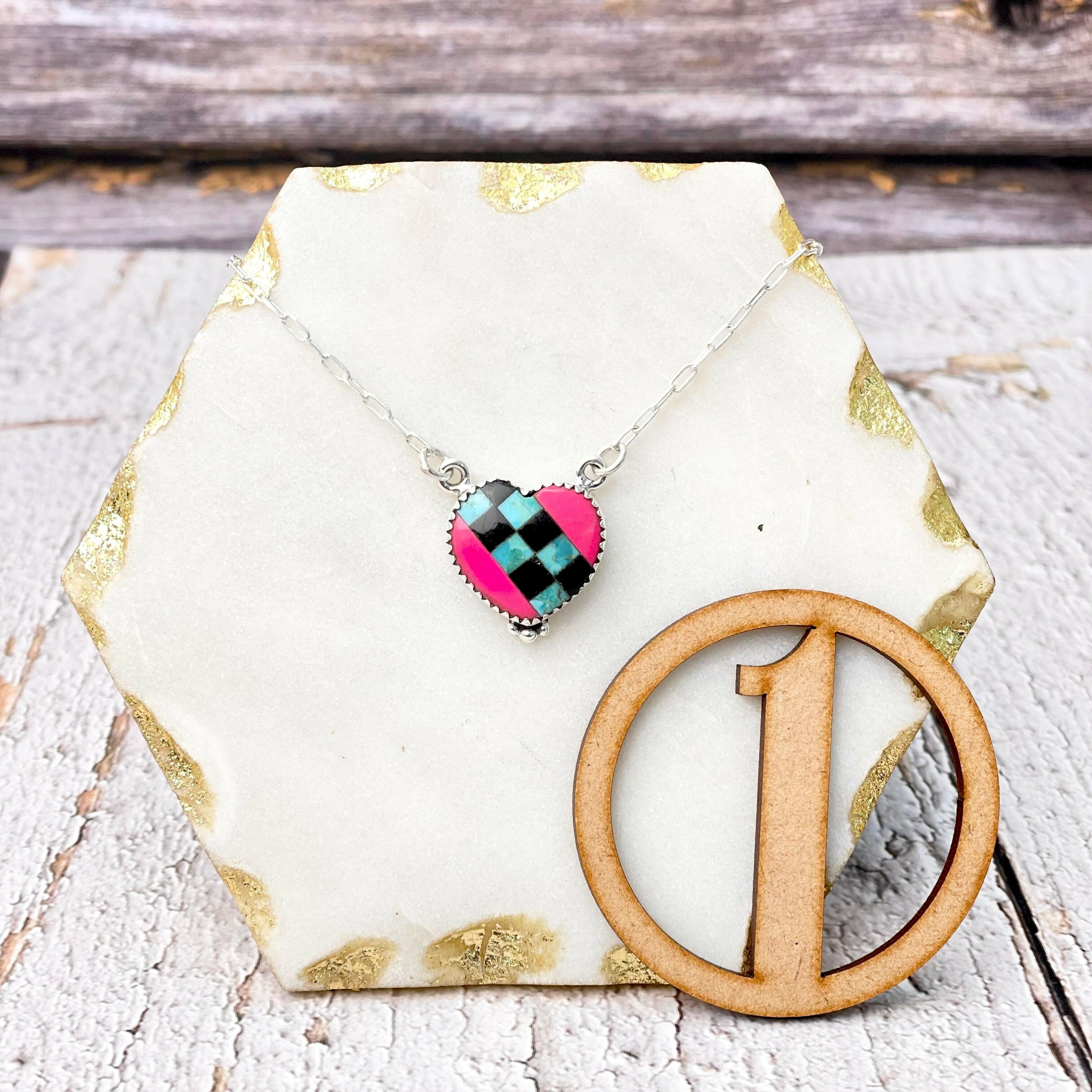 Kandy Hearts Stripe & Checkered Necklaces-Necklaces-Krush Kandy, Women's Online Fashion Boutique Located in Phoenix, Arizona (Scottsdale Area)
